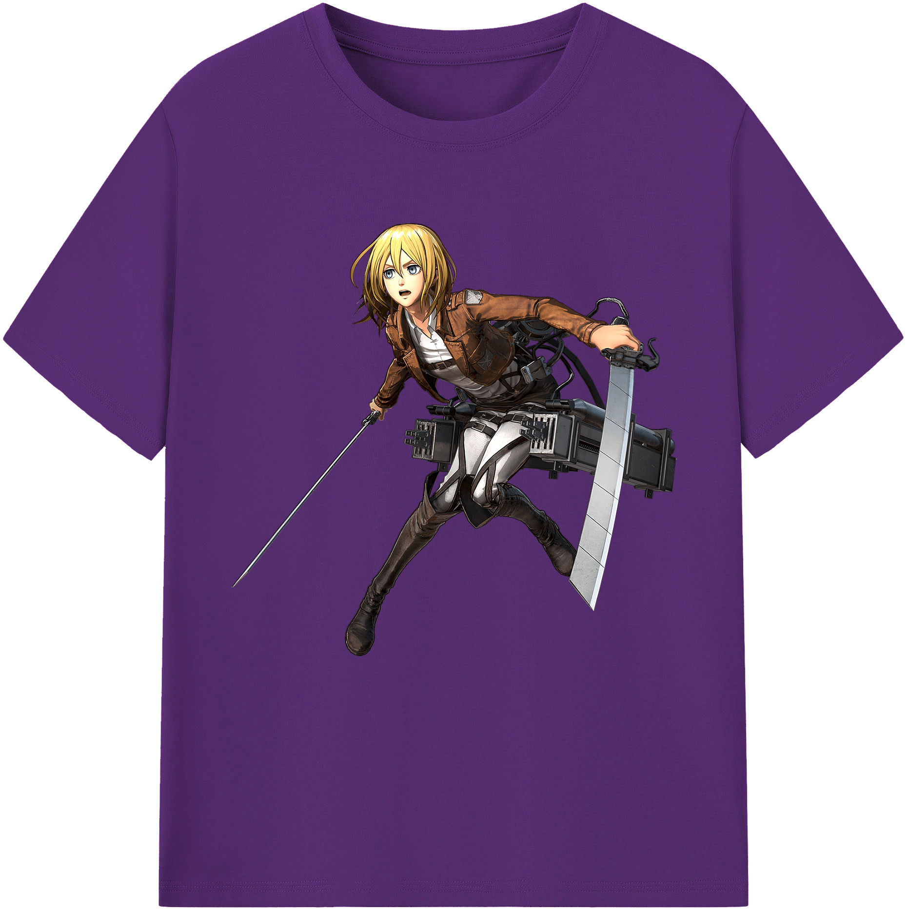 （画像用） 進撃の巨人 クリスタ·レンズ Attack on Titan Christa Lenz 綿100％半袖Tシャツ（フロントプリント）