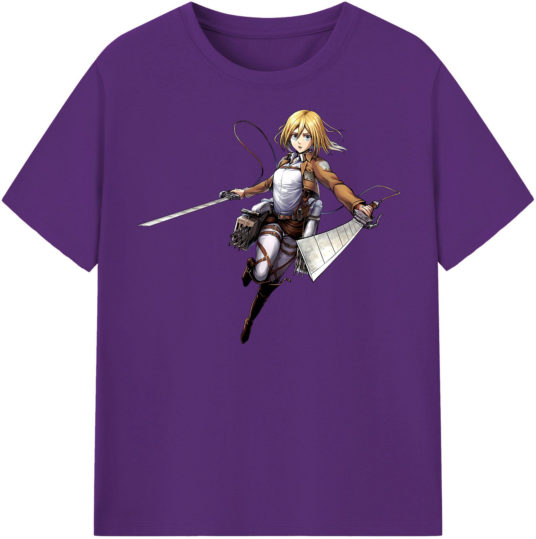 （画像用） 進撃の巨人 クリスタ·レンズ Attack on Titan Christa Lenz 綿100％半袖Tシャツ（フロントプリント）