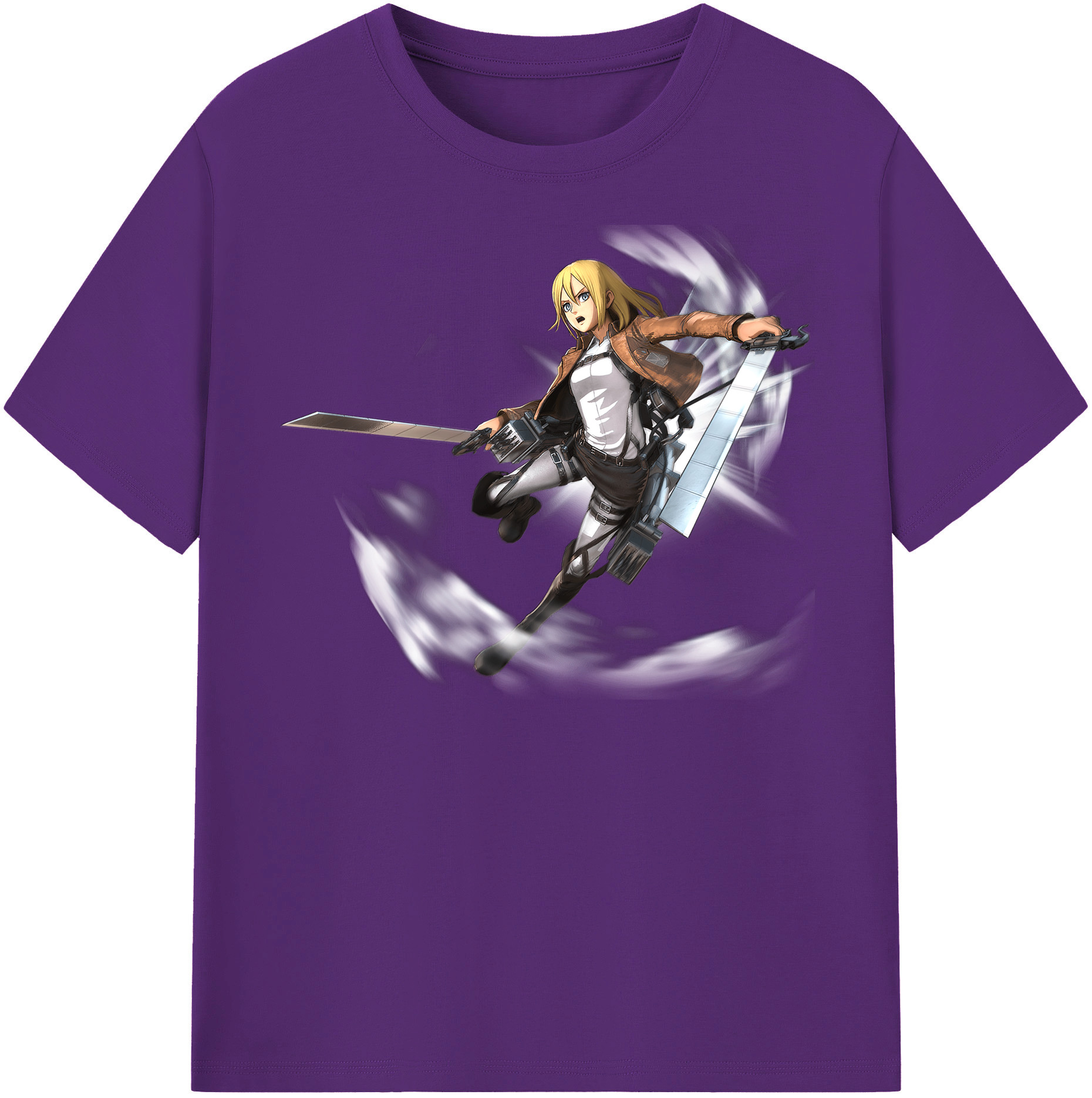 （画像用） 進撃の巨人 クリスタ·レンズ Attack on Titan Christa Lenz 綿100％半袖Tシャツ（フロントプリント）