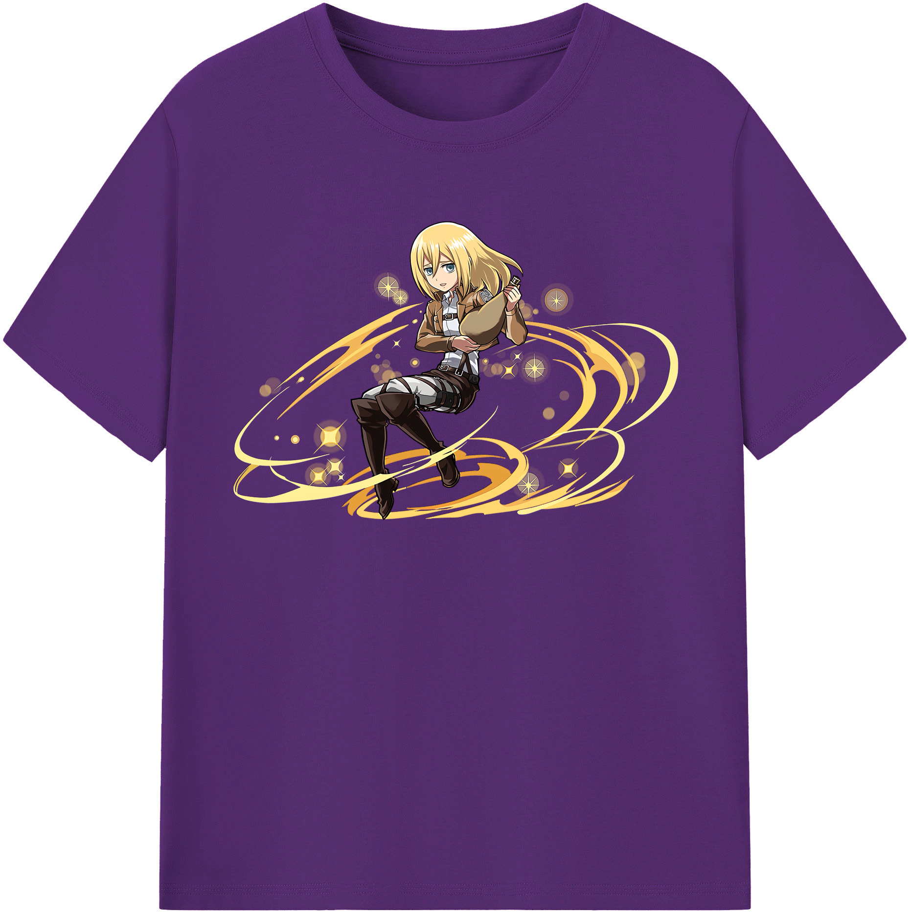 （画像用） 進撃の巨人 クリスタ·レンズ Attack on Titan Christa Lenz 綿100％半袖Tシャツ（フロントプリント）