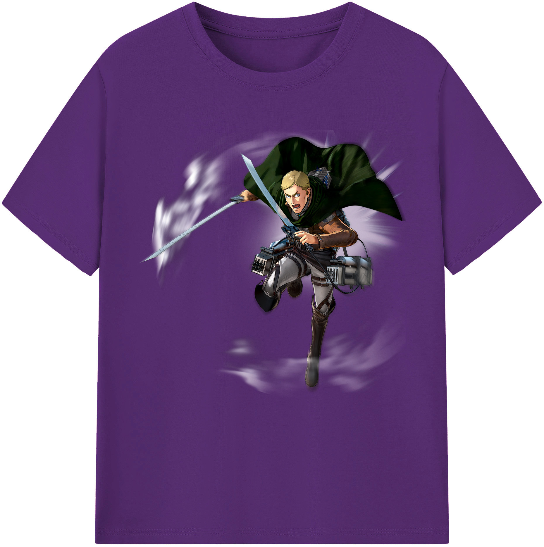 （画像用） 進撃の巨人 エルヴィン・スミス Attack on Titan Erwin Smith 綿100％半袖Tシャツ（フロントプリント）