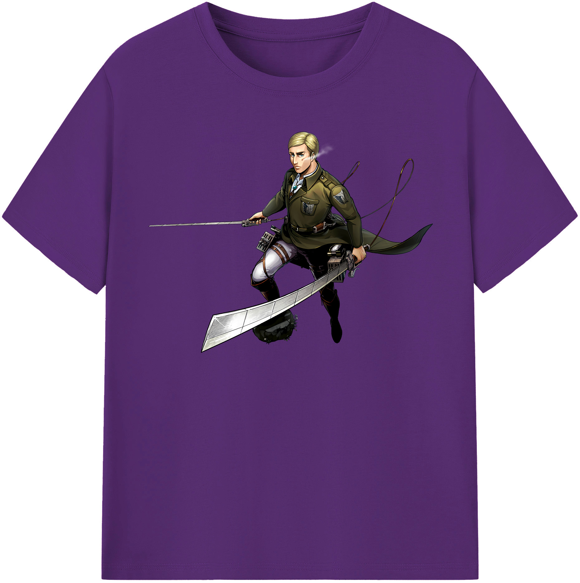（画像用） 進撃の巨人 エルヴィン・スミス Attack on Titan Erwin Smith 綿100％半袖Tシャツ（フロントプリント）