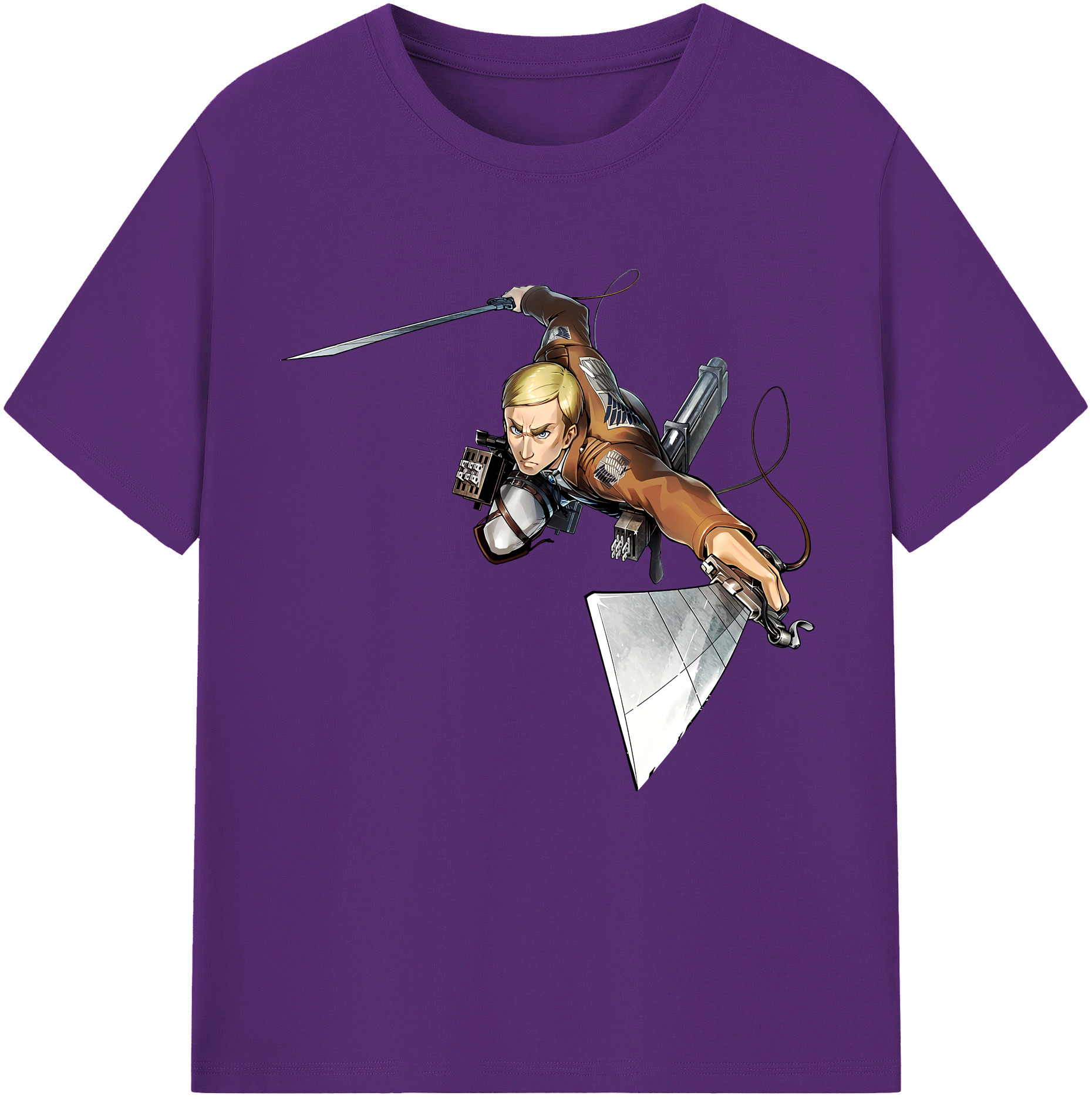 （画像用） 進撃の巨人 エルヴィン・スミス Attack on Titan Erwin Smith 綿100％半袖Tシャツ（フロントプリント）