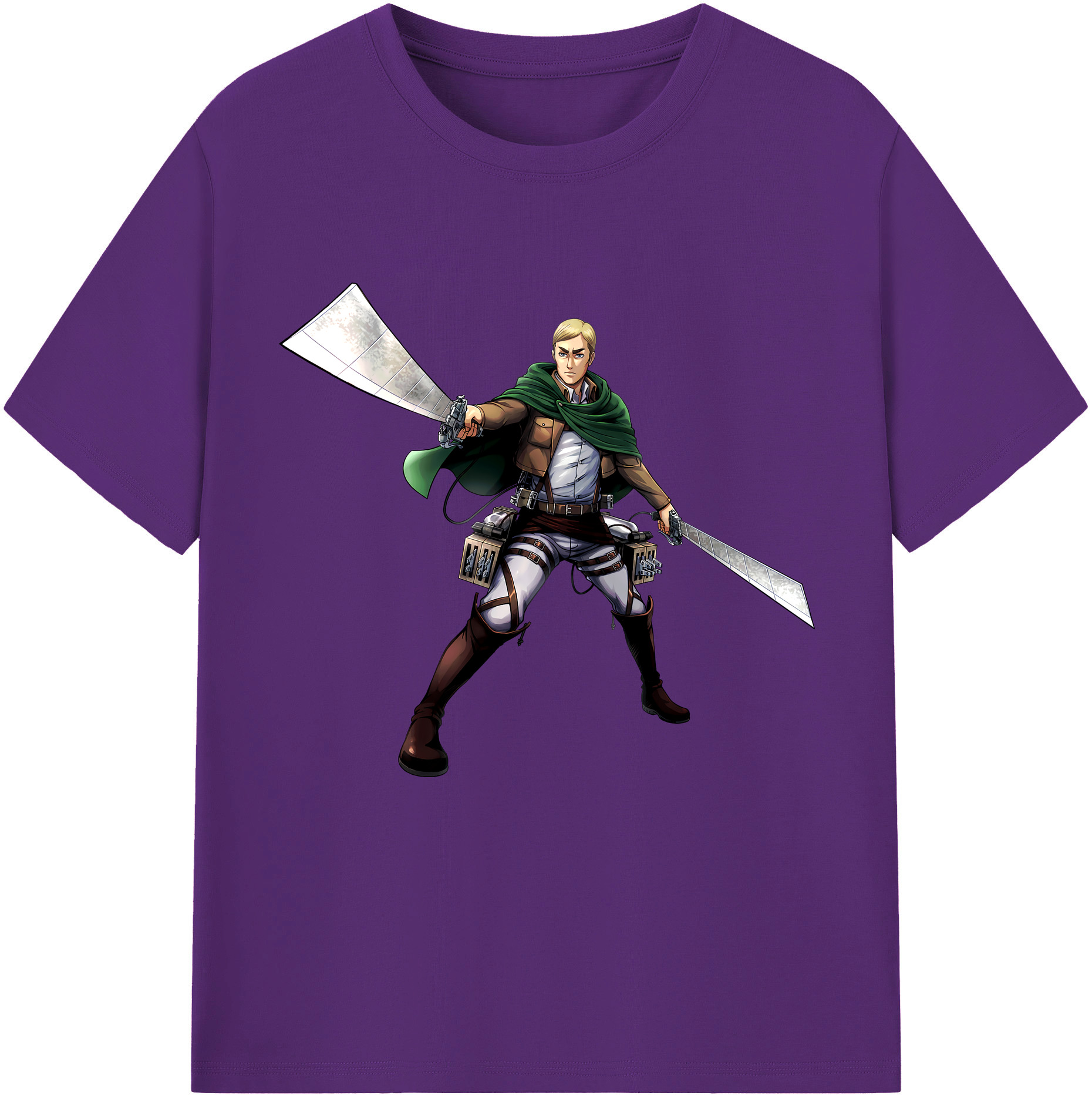 （画像用） 進撃の巨人 エルヴィン・スミス Attack on Titan Erwin Smith 綿100％半袖Tシャツ（フロントプリント）