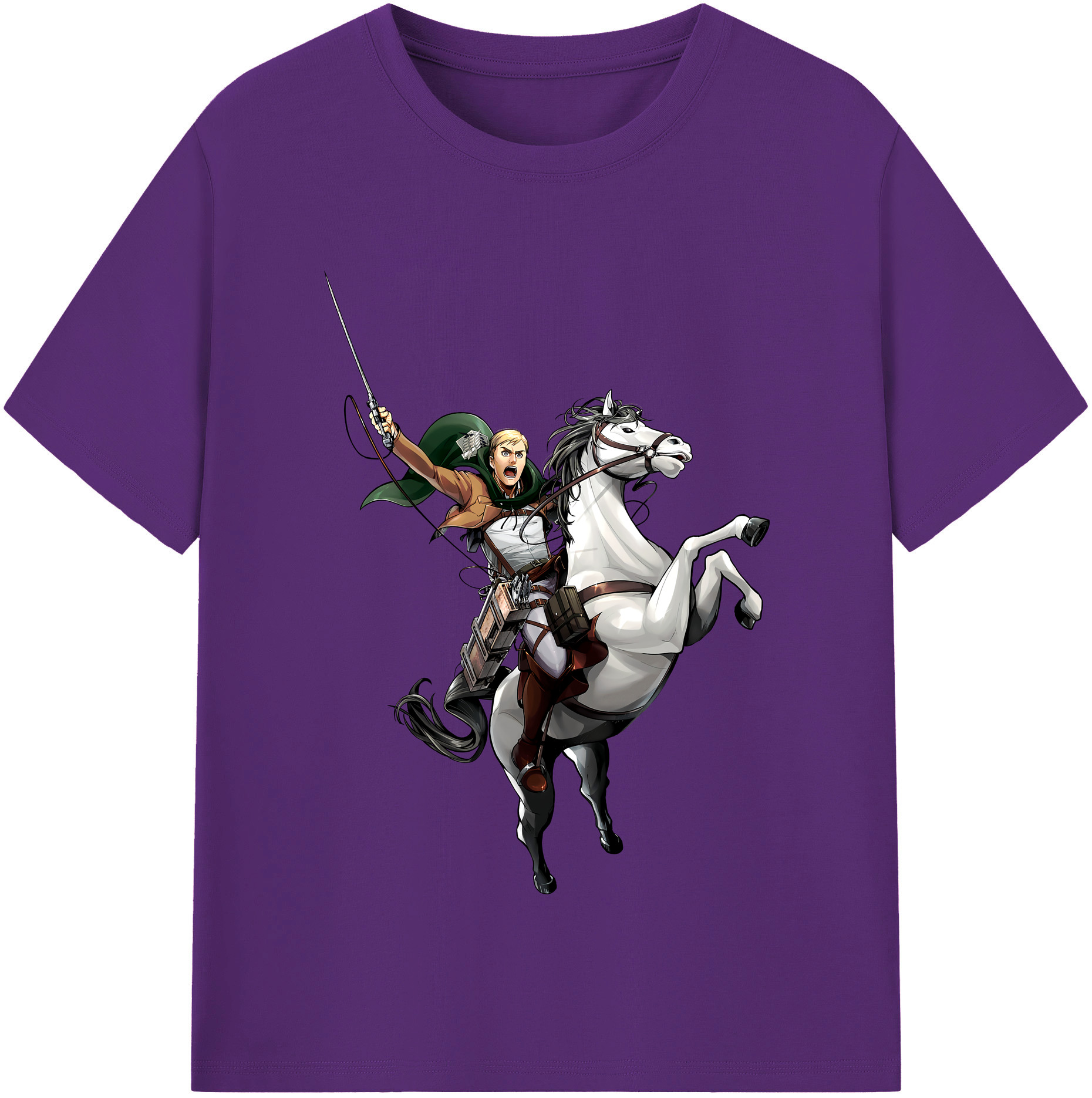 （画像用） 進撃の巨人 エルヴィン・スミス Attack on Titan Erwin Smith 綿100％半袖Tシャツ（フロントプリント）
