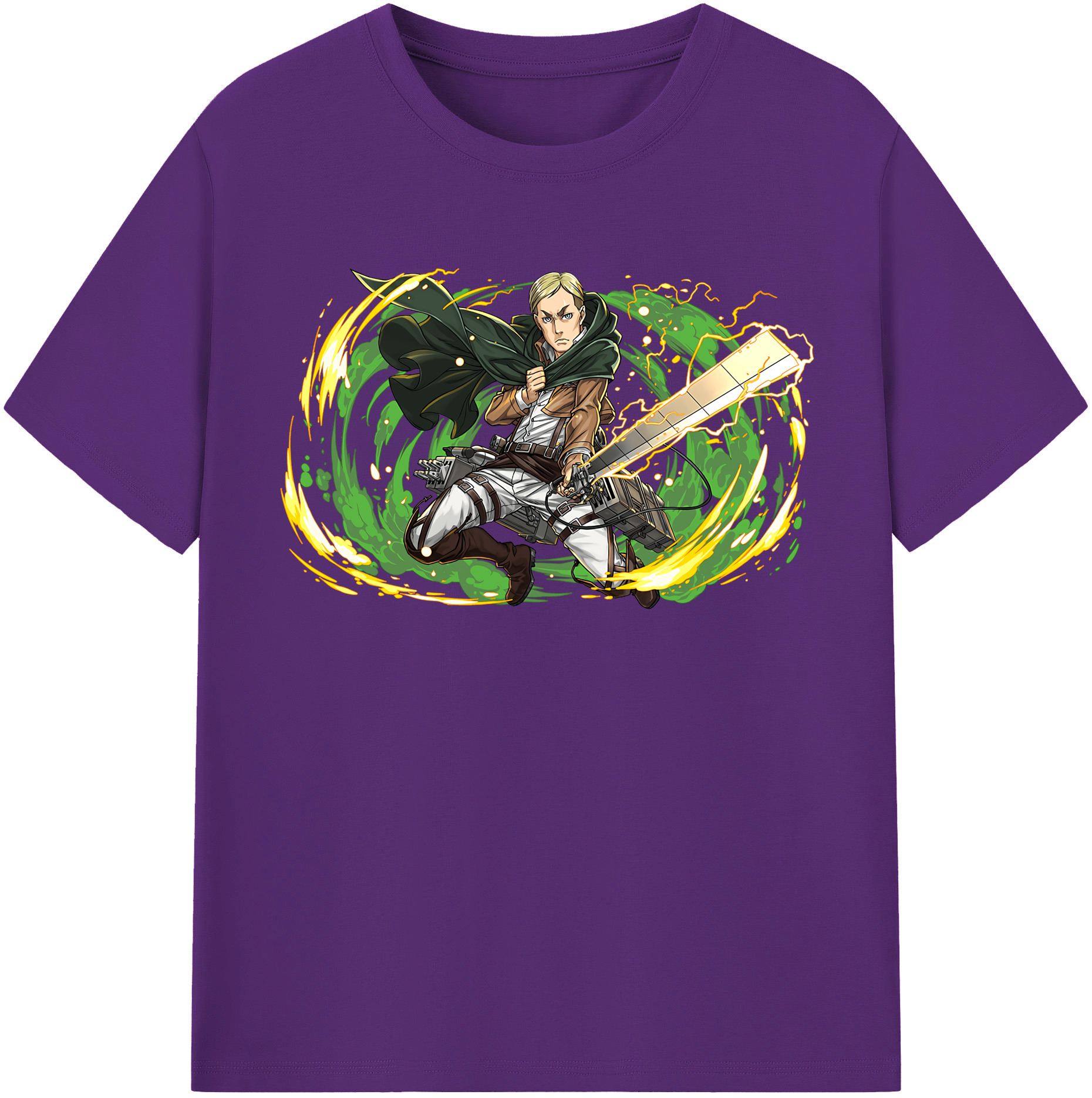 （画像用） 進撃の巨人 エルヴィン・スミス Attack on Titan Erwin Smith 綿100％半袖Tシャツ（フロントプリント）
