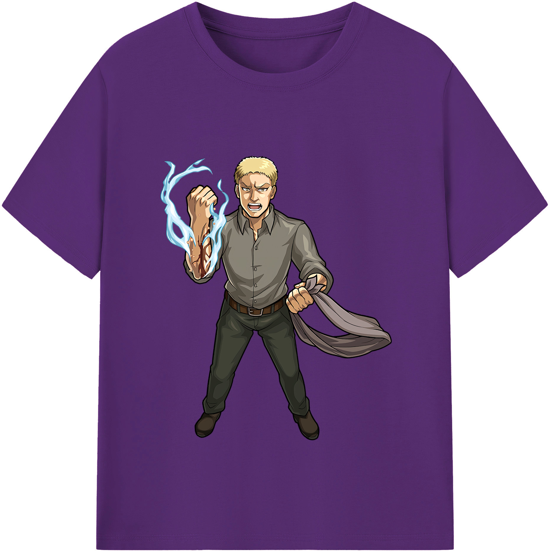 （画像用） 進撃の巨人 ライナー・ブラウン Attack on Titan Reiner Braun 綿100％半袖Tシャツ（フロントプリント）