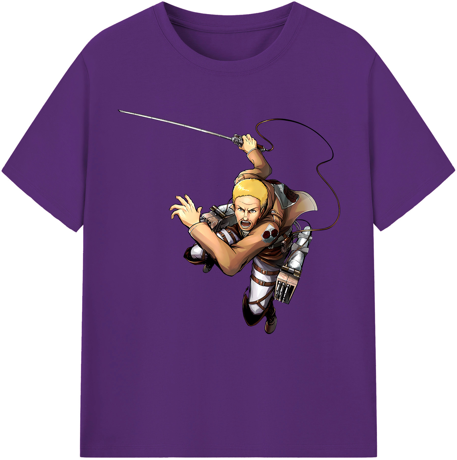 （画像用） 進撃の巨人 ハンネス Attack on Titan Hannes 綿100％半袖Tシャツ（フロントプリント）