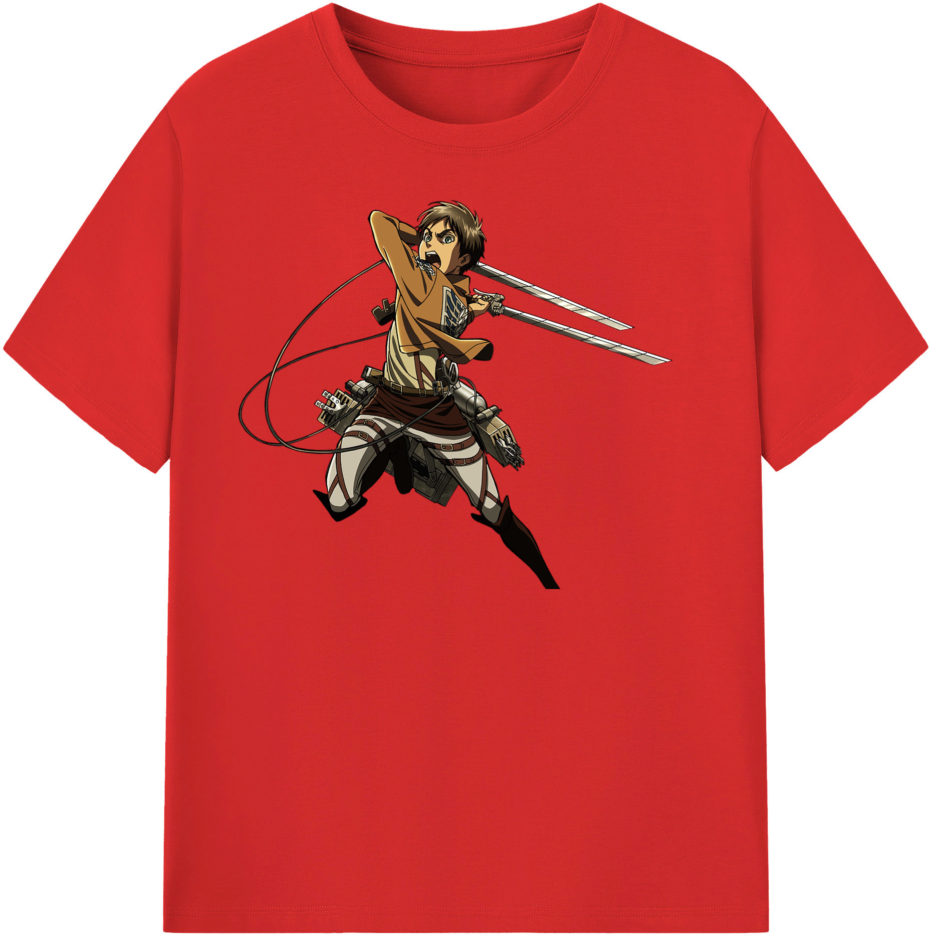 （画像用） 進撃の巨人 エレン･イェーガー Attack on Titan Eren Jäger 綿100％半袖Tシャツ（フロントプリント）