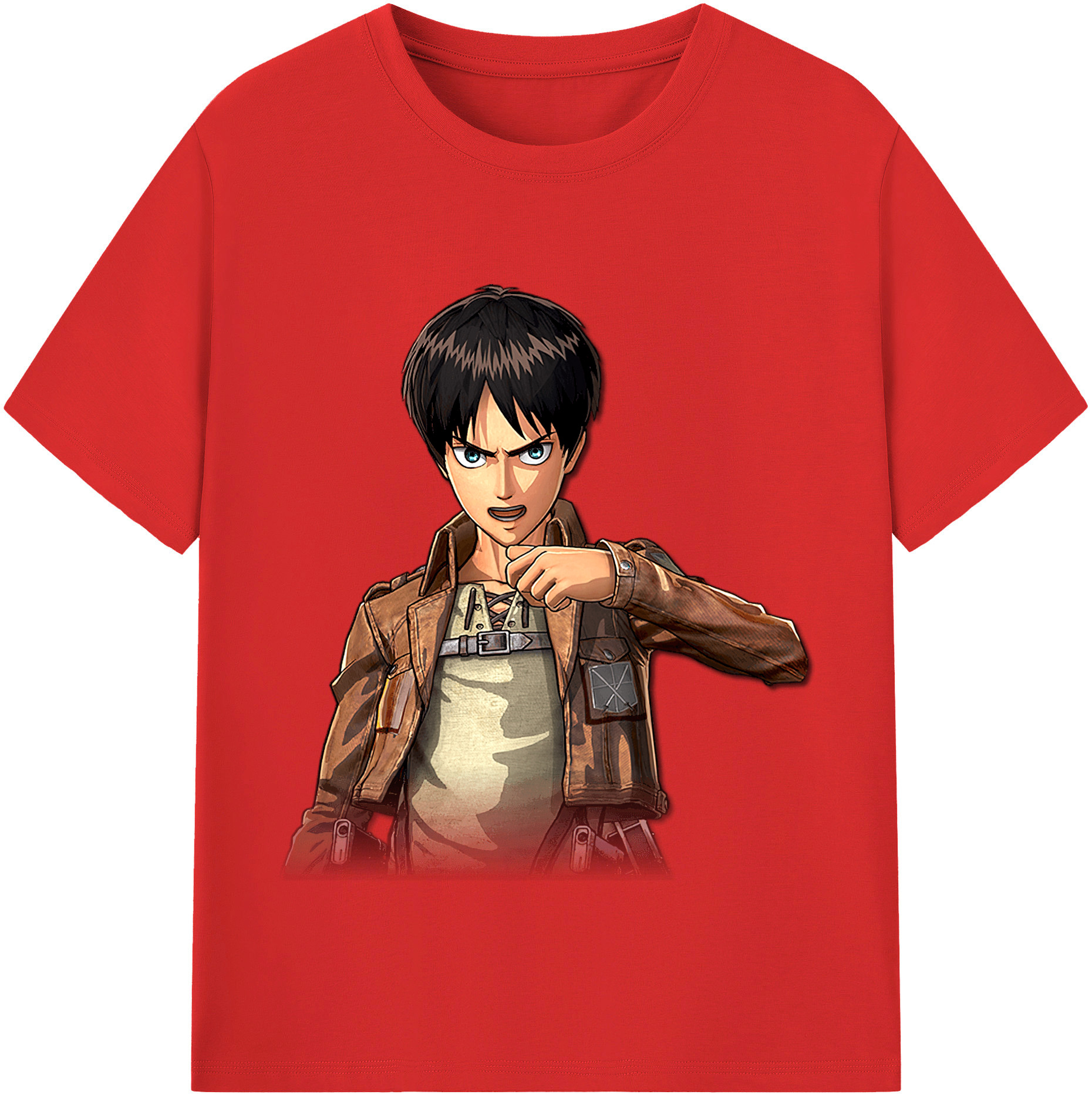 （画像用） 進撃の巨人 エレン･イェーガー Attack on Titan Eren Jäger 綿100％半袖Tシャツ（フロントプリント）