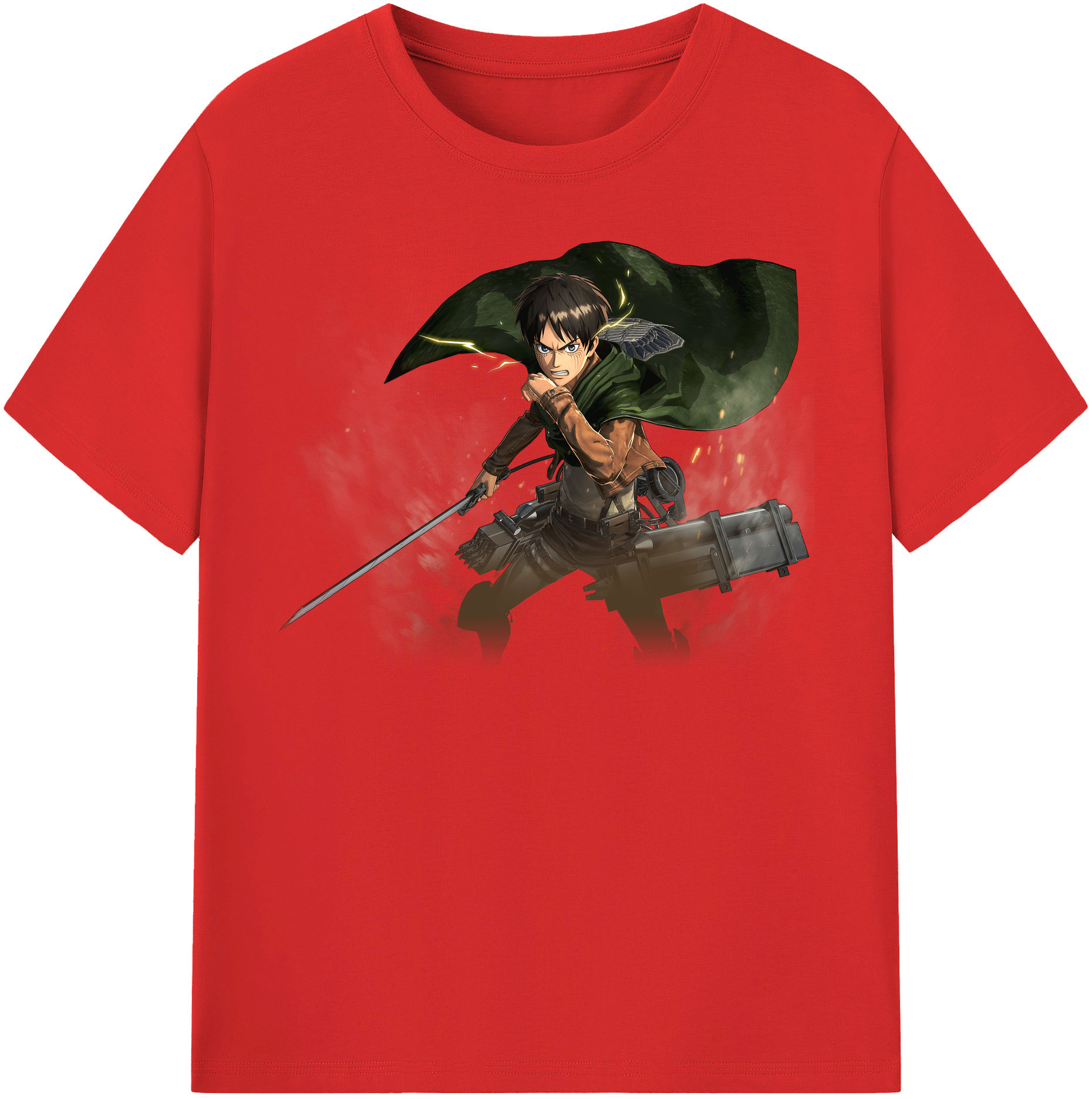 （画像用） 進撃の巨人 エレン･イェーガー Attack on Titan Eren Jäger 綿100％半袖Tシャツ（フロントプリント）