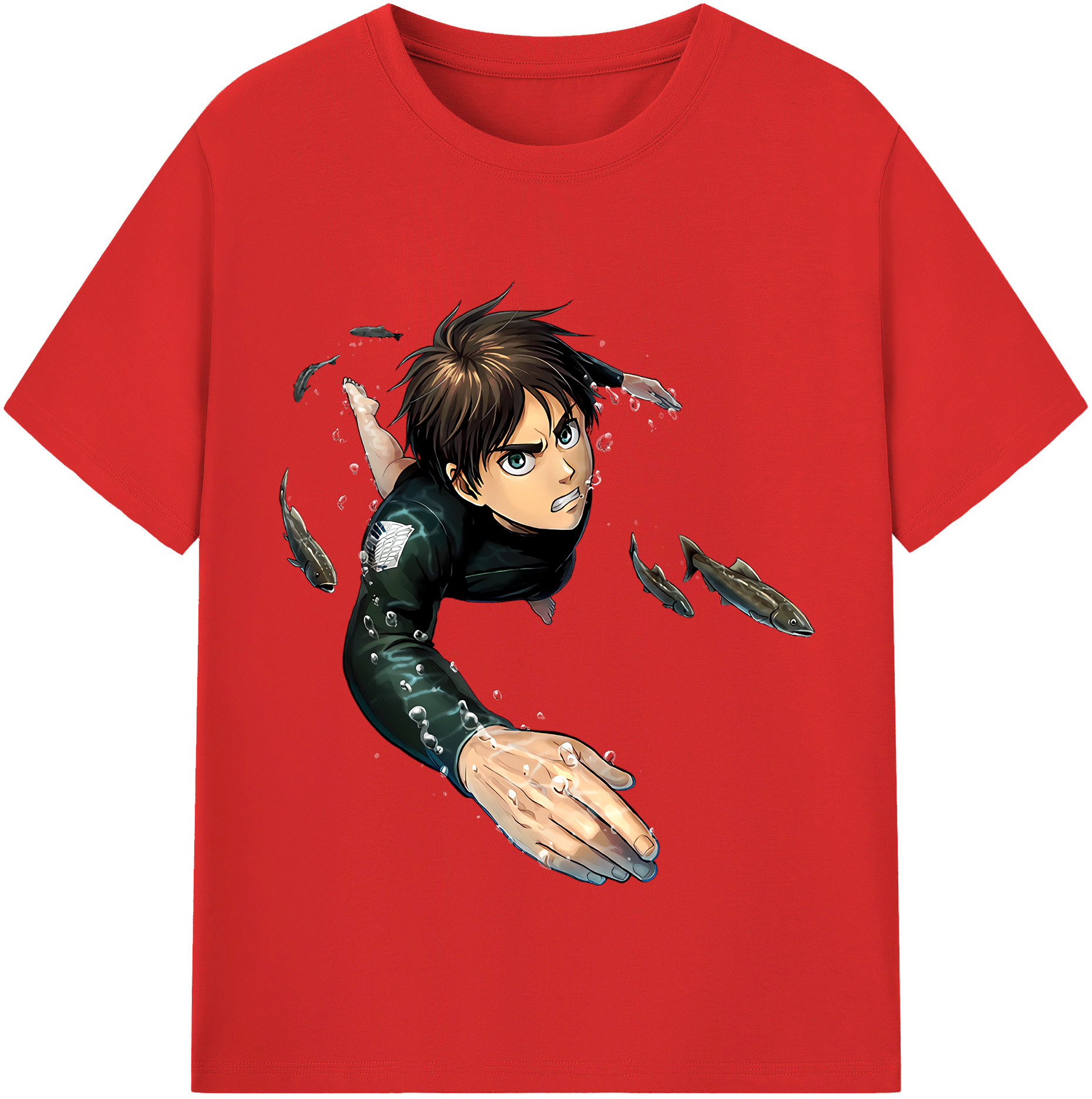 （画像用） 進撃の巨人 エレン･イェーガー Attack on Titan Eren Jäger 綿100％半袖Tシャツ（フロントプリント）