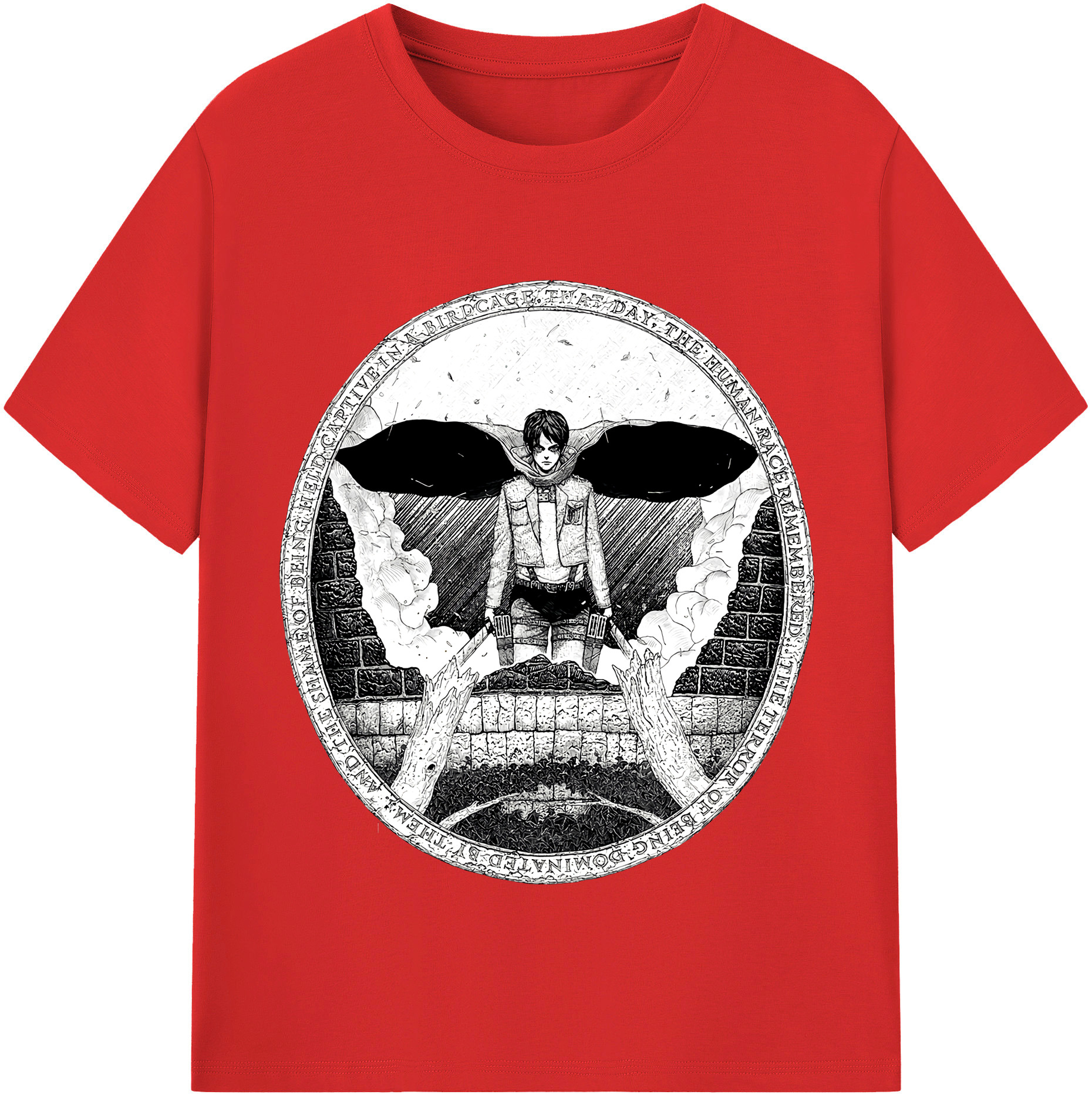 （画像用） 進撃の巨人 エレン･イェーガー Attack on Titan Eren Jäger 綿100％半袖Tシャツ（フロントプリント）