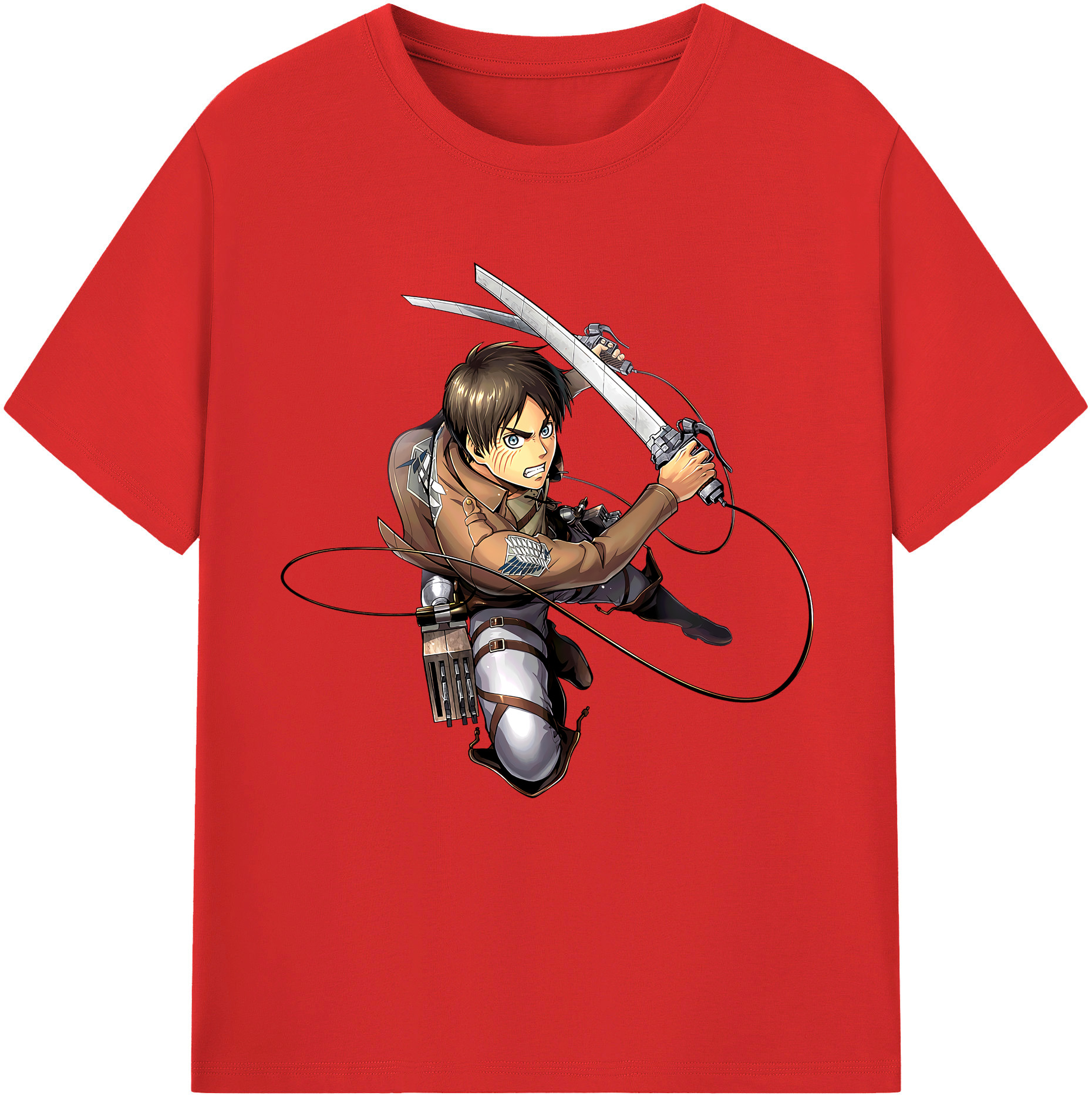 （画像用） 進撃の巨人 エレン･イェーガー Attack on Titan Eren Jäger 綿100％半袖Tシャツ（フロントプリント）