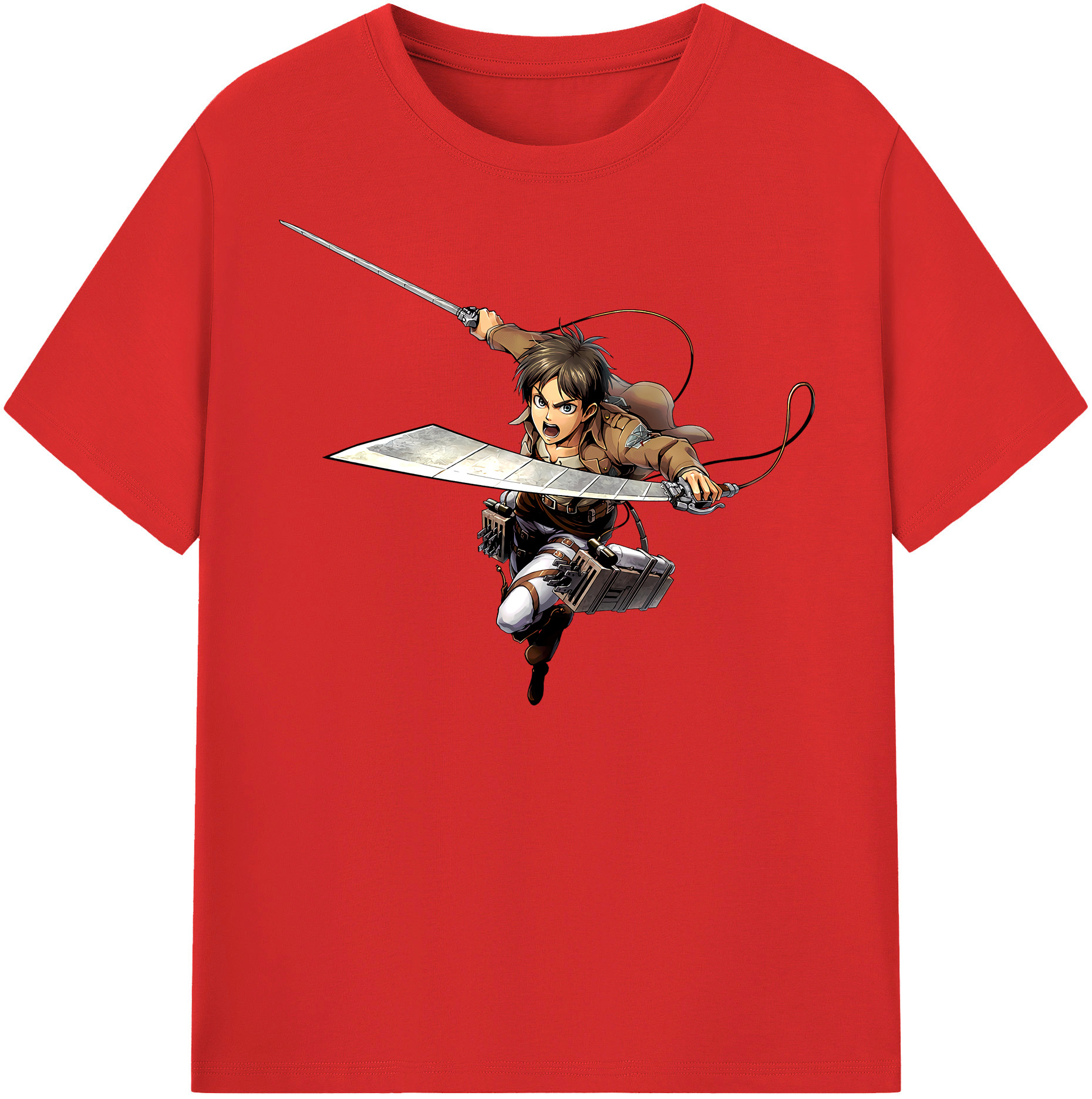 （画像用） 進撃の巨人 エレン･イェーガー Attack on Titan Eren Jäger 綿100％半袖Tシャツ（フロントプリント）