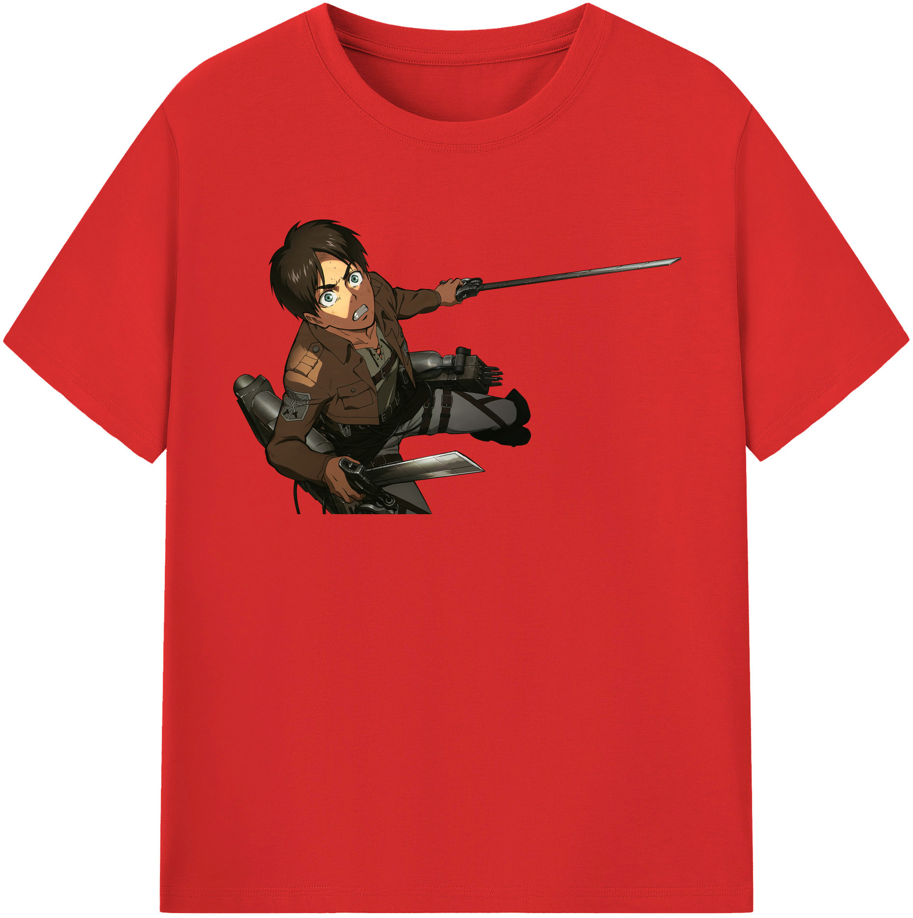 （画像用） 進撃の巨人 エレン･イェーガー Attack on Titan Eren Jäger 綿100％半袖Tシャツ（フロントプリント）