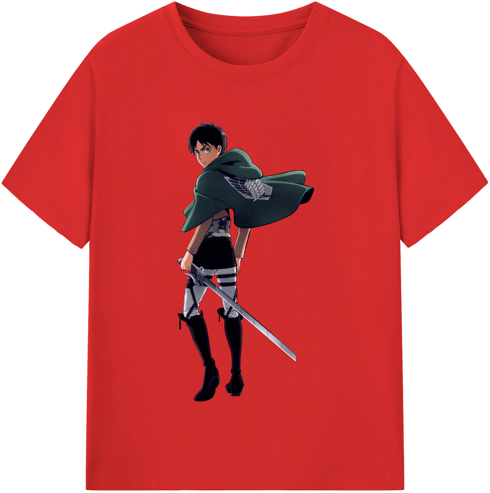 （画像用） 進撃の巨人 エレン･イェーガー Attack on Titan Eren Jäger 綿100％半袖Tシャツ（フロントプリント）