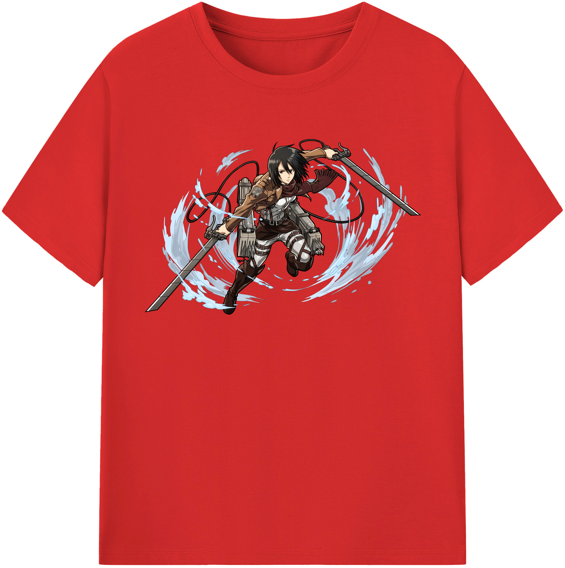 （画像用） 進撃の巨人 ミカサ·アッカーマン Attack on Titan Mikasa Ackerman 綿100％半袖Tシャツ（フロントプリント）