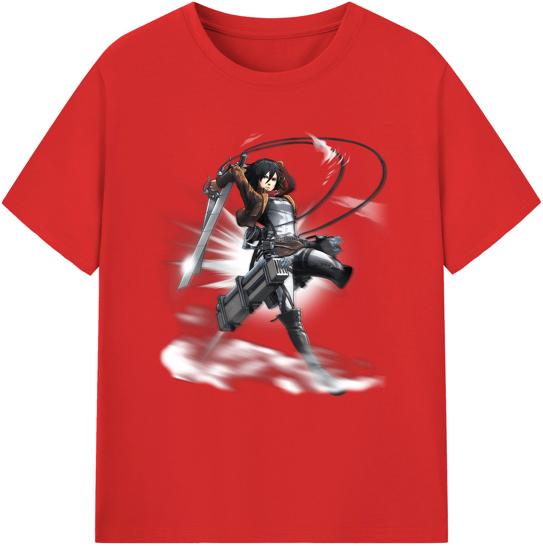 （画像用） 進撃の巨人 ミカサ·アッカーマン Attack on Titan Mikasa Ackerman 綿100％半袖Tシャツ（フロントプリント）