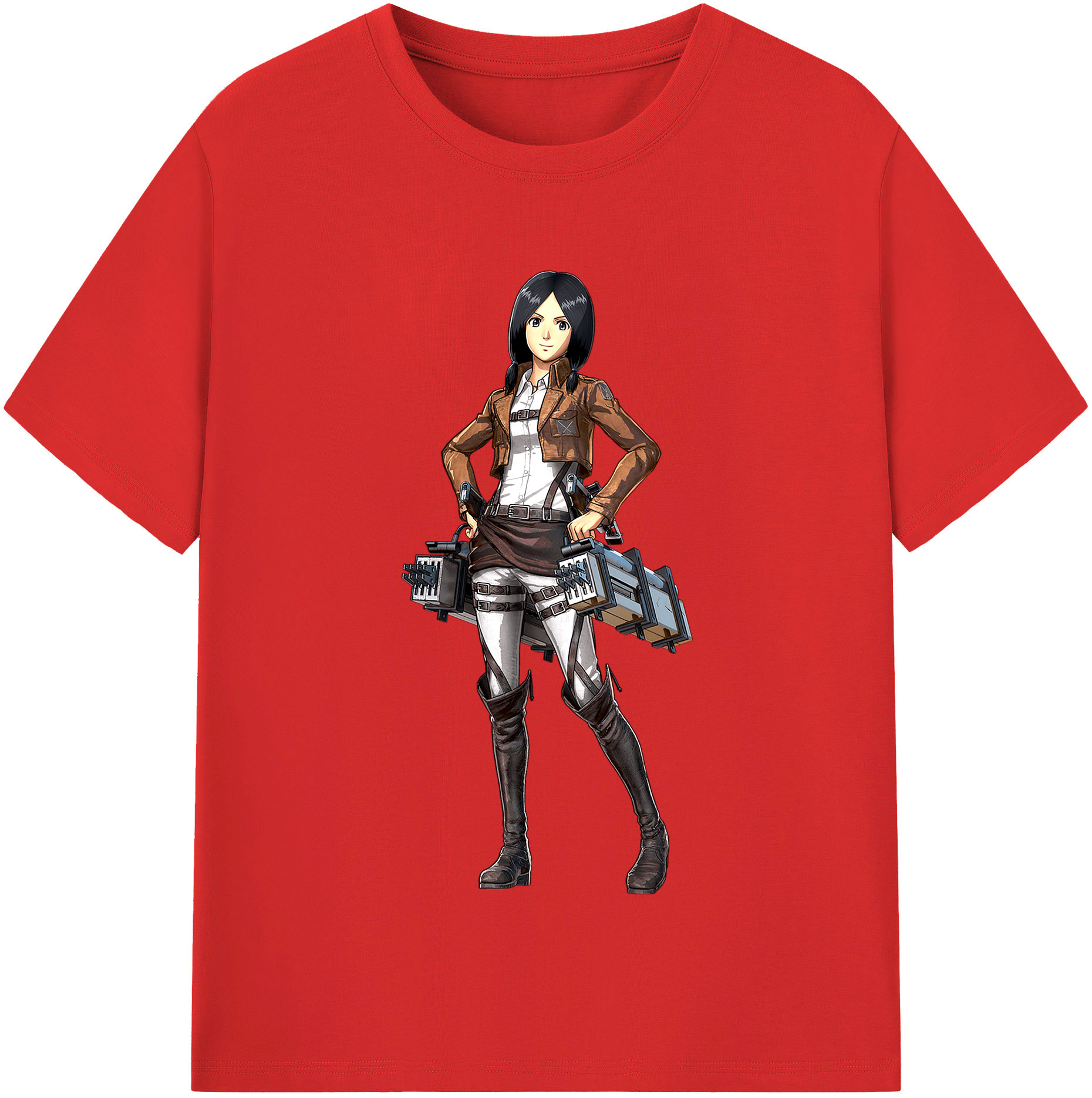 （画像用） 進撃の巨人 ミカサ·アッカーマン Attack on Titan Mikasa Ackerman 綿100％半袖Tシャツ（フロントプリント）