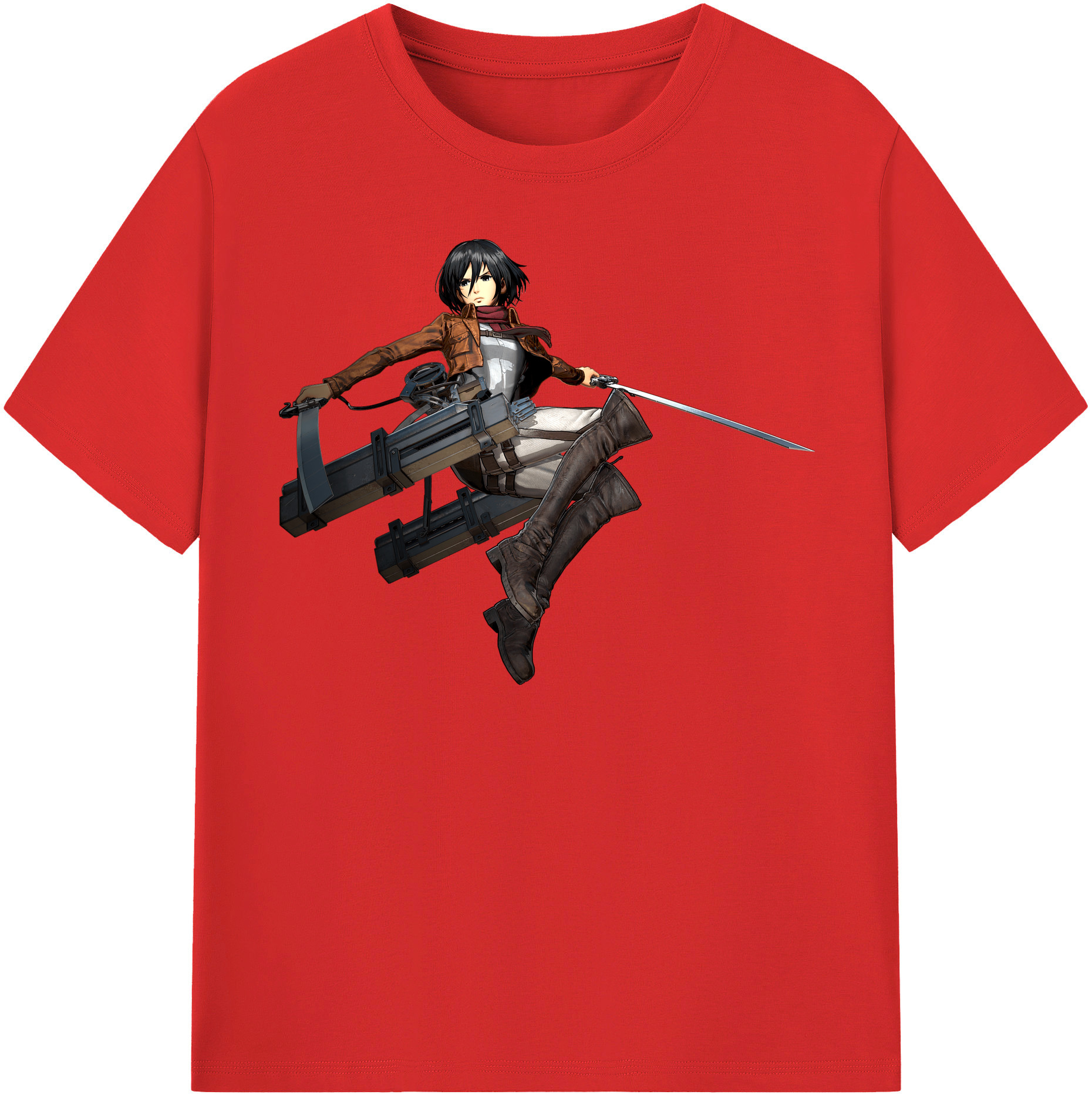 （画像用） 進撃の巨人 ミカサ·アッカーマン Attack on Titan Mikasa Ackerman 綿100％半袖Tシャツ（フロントプリント）