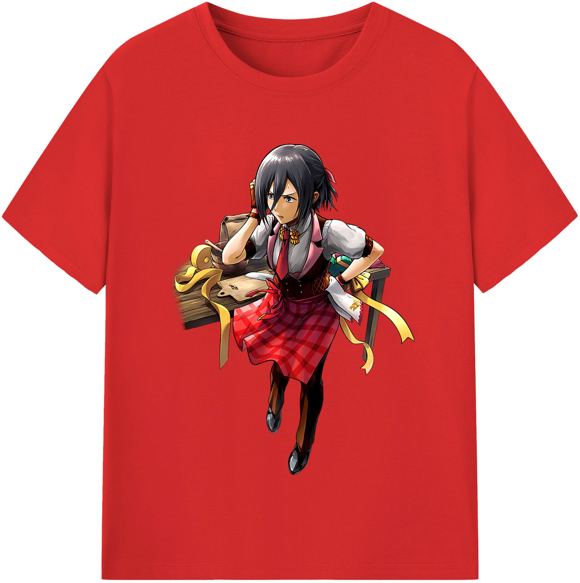 （画像用） 進撃の巨人 ミカサ·アッカーマン Attack on Titan Mikasa Ackerman 綿100％半袖Tシャツ（フロントプリント）