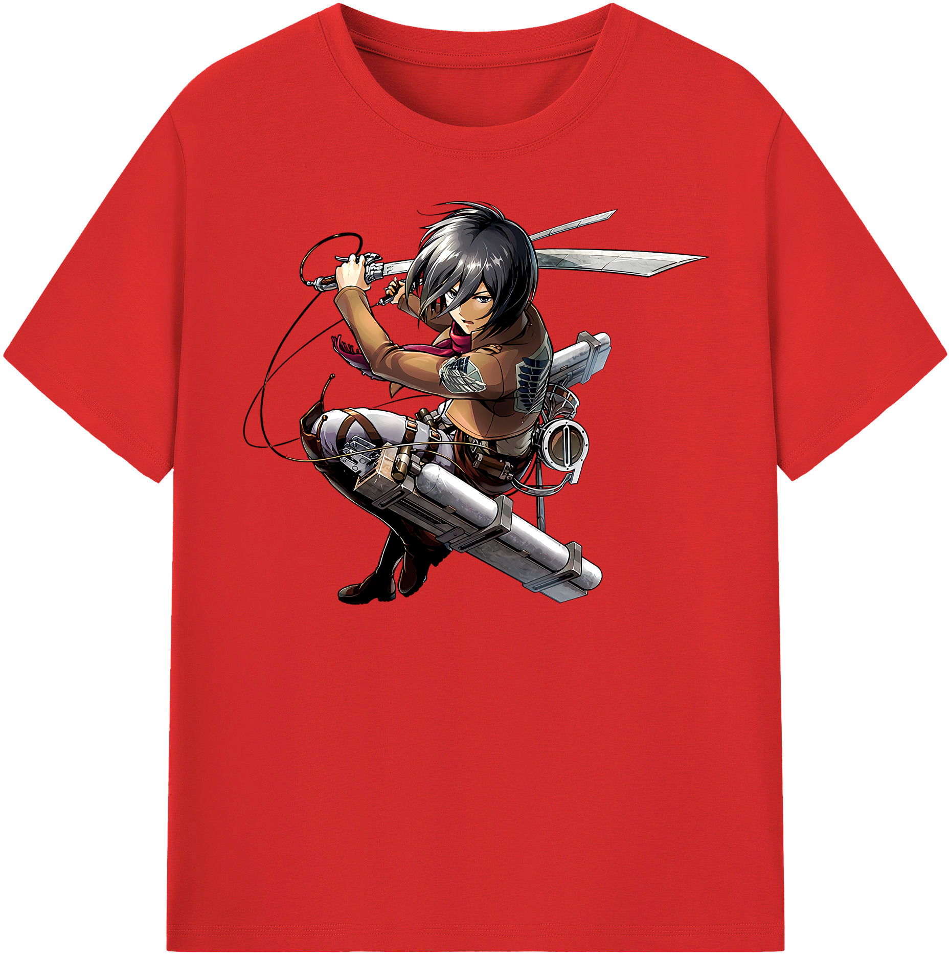 （画像用） 進撃の巨人 ミカサ·アッカーマン Attack on Titan Mikasa Ackerman 綿100％半袖Tシャツ（フロントプリント）