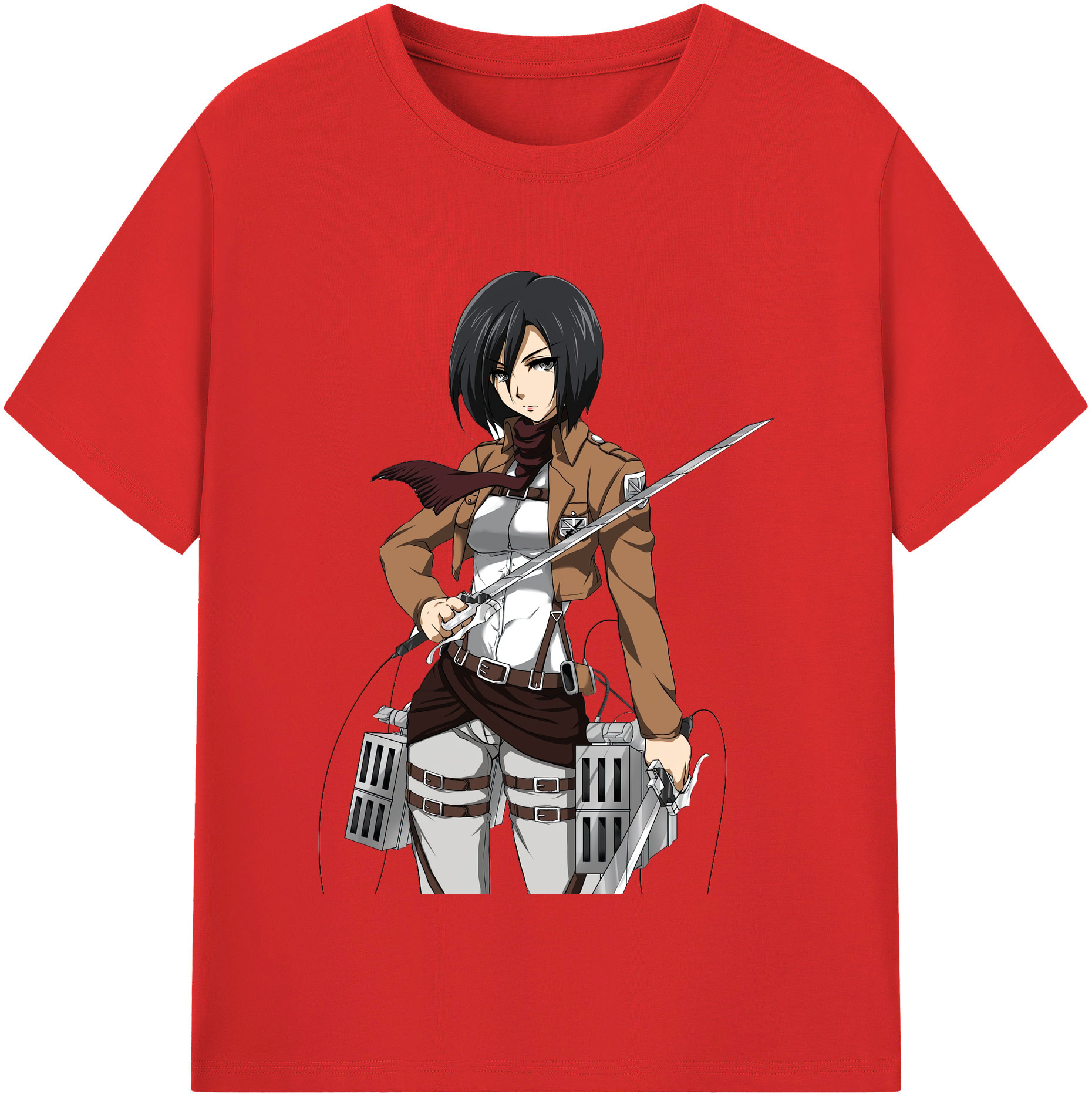 （画像用） 進撃の巨人 ミカサ·アッカーマン Attack on Titan Mikasa Ackerman 綿100％半袖Tシャツ（フロントプリント）