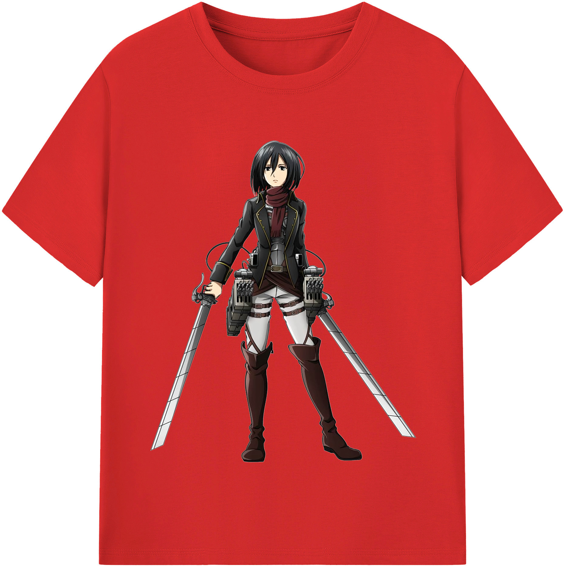 （画像用） 進撃の巨人 ミカサ·アッカーマン Attack on Titan Mikasa Ackerman 綿100％半袖Tシャツ（フロントプリント）