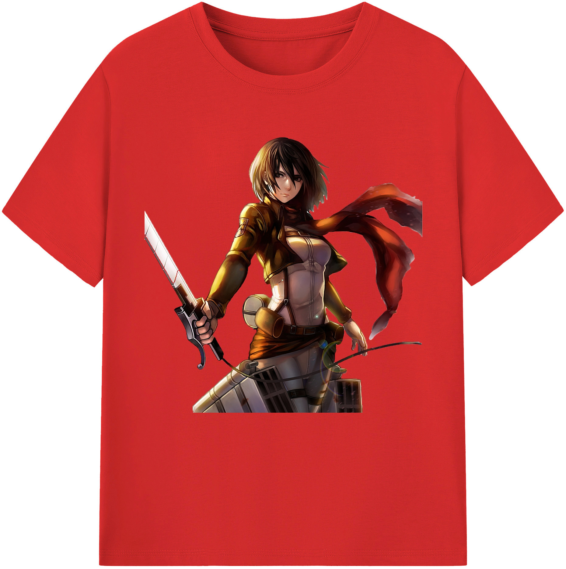 （画像用） 進撃の巨人 ミカサ·アッカーマン Attack on Titan Mikasa Ackerman 綿100％半袖Tシャツ（フロントプリント）
