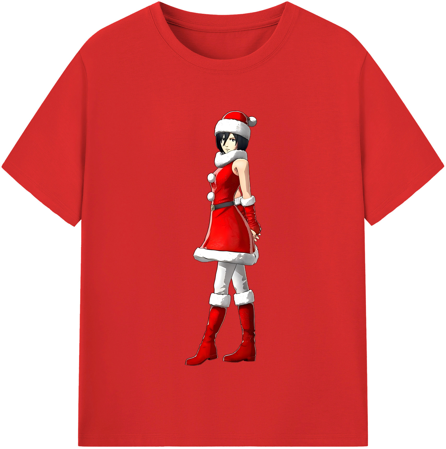 （画像用） 進撃の巨人 ミカサ·アッカーマン Attack on Titan Mikasa Ackerman 綿100％半袖Tシャツ（フロントプリント）