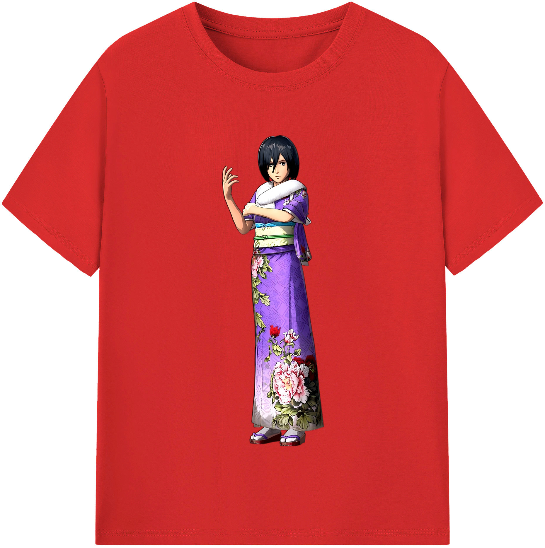 （画像用） 進撃の巨人 ミカサ·アッカーマン Attack on Titan Mikasa Ackerman 綿100％半袖Tシャツ（フロントプリント）