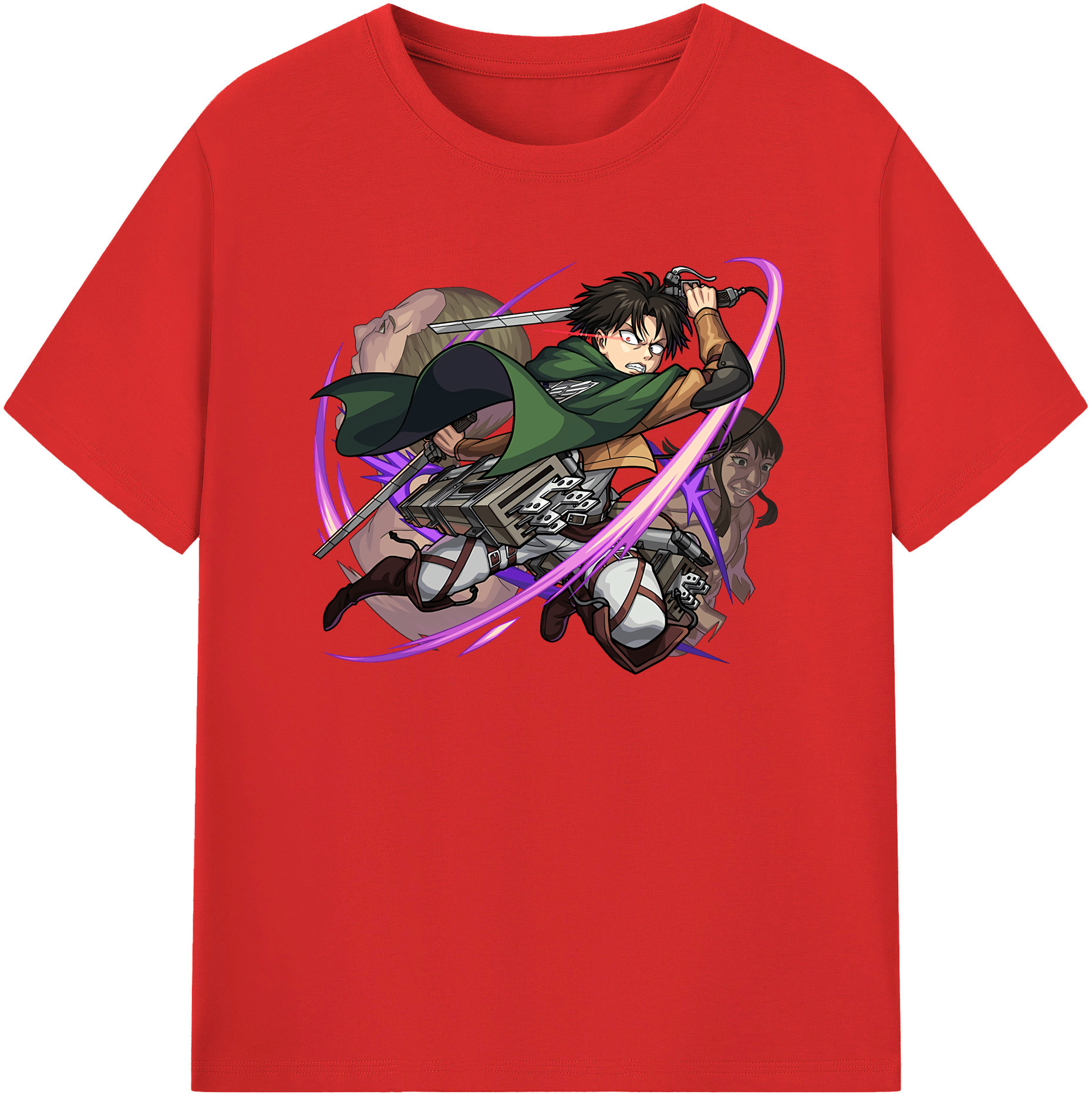 （画像用） 進撃の巨人 リヴァイ·アッカーマン Attack on Titan Levi Ackerman 綿100％半袖Tシャツ（フロントプリント）