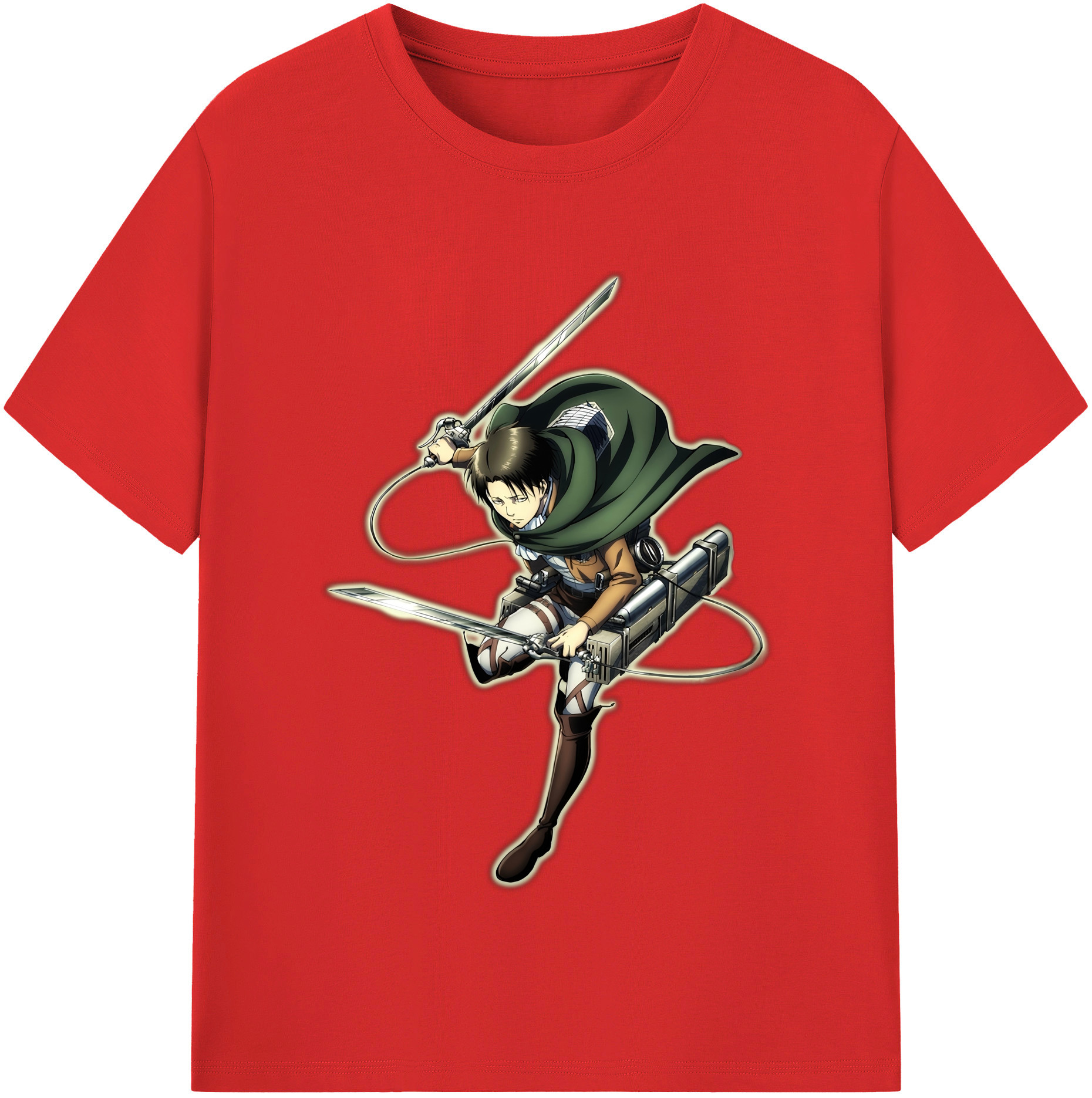 （画像用） 進撃の巨人 リヴァイ·アッカーマン Attack on Titan Levi Ackerman 綿100％半袖Tシャツ（フロントプリント）