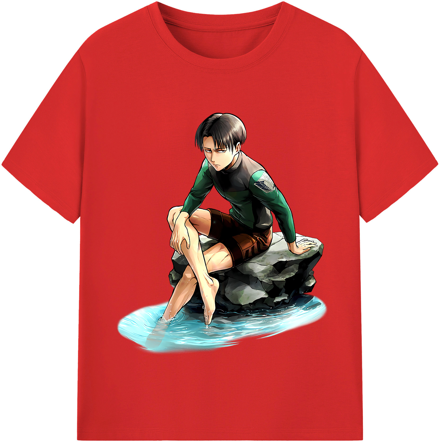 （画像用） 進撃の巨人 リヴァイ·アッカーマン Attack on Titan Levi Ackerman 綿100％半袖Tシャツ（フロントプリント）