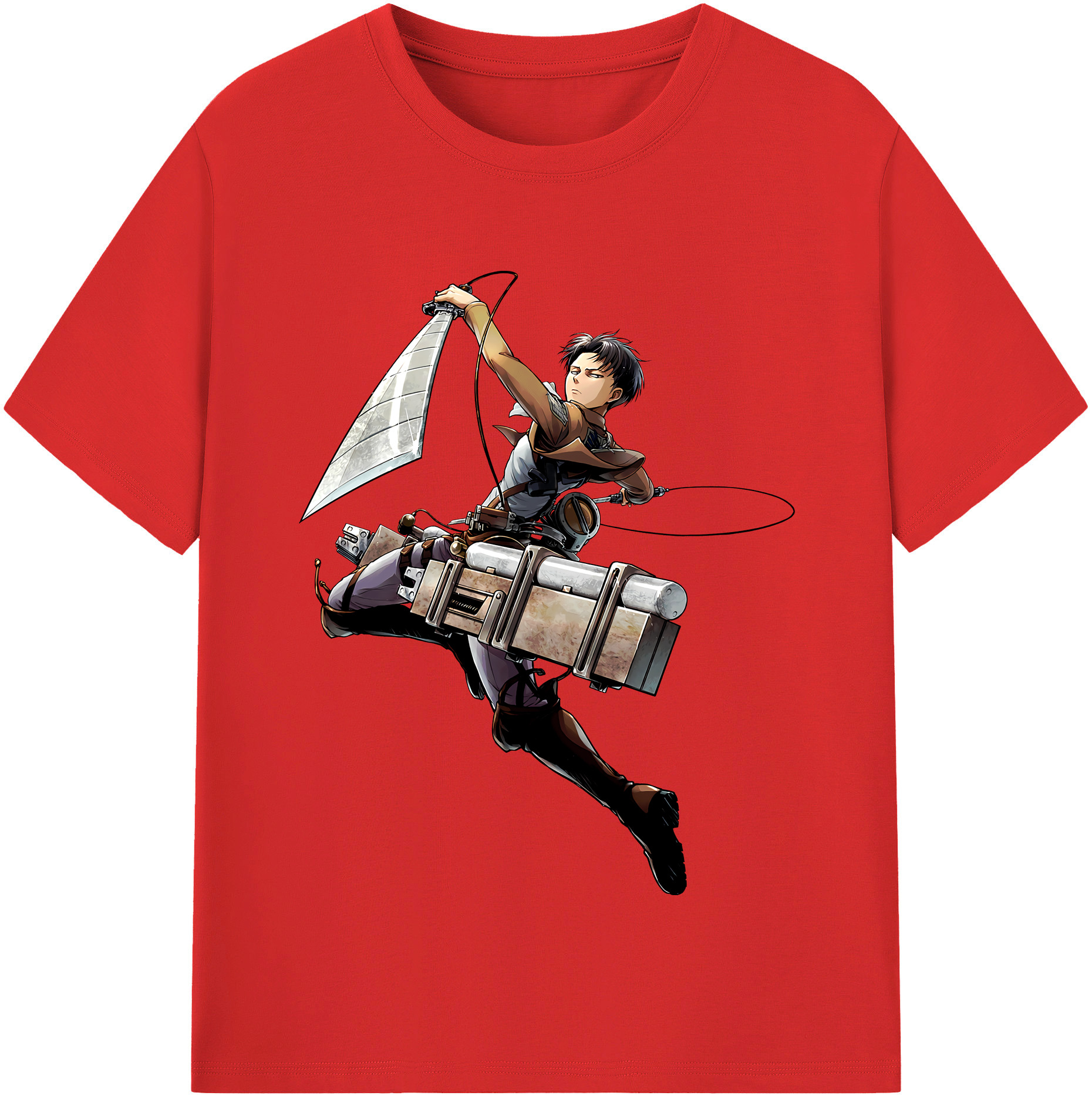 （画像用） 進撃の巨人 リヴァイ·アッカーマン Attack on Titan Levi Ackerman 綿100％半袖Tシャツ（フロントプリント）