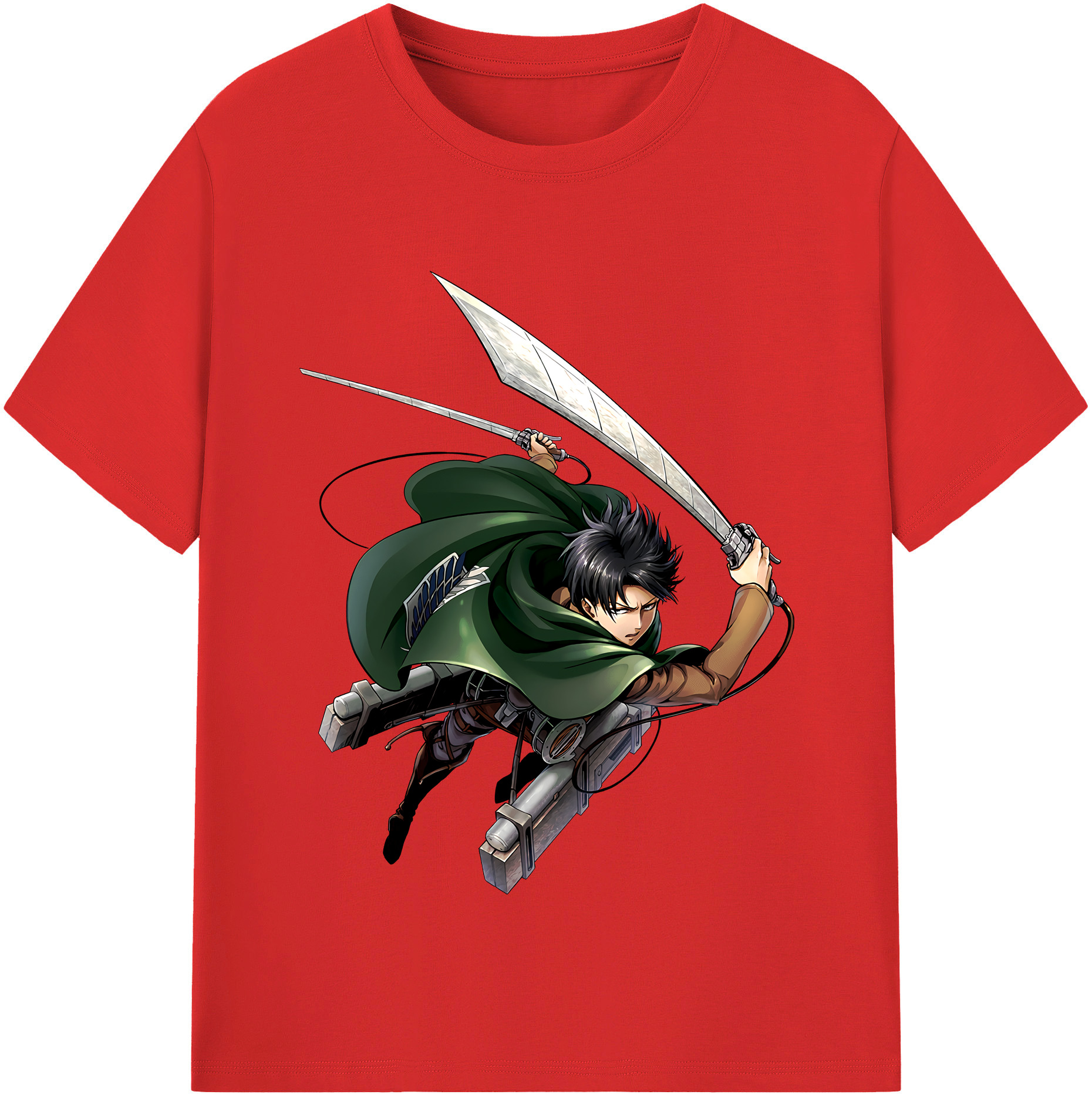 （画像用） 進撃の巨人 リヴァイ·アッカーマン Attack on Titan Levi Ackerman 綿100％半袖Tシャツ（フロントプリント）
