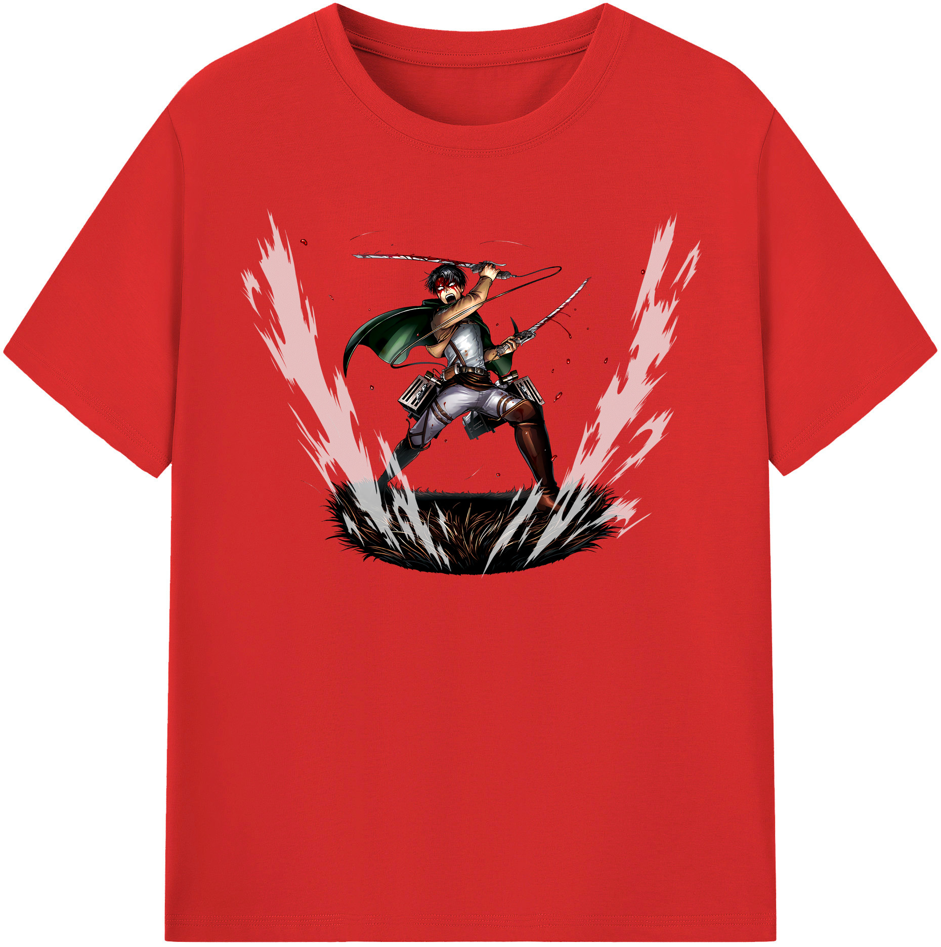 （画像用） 進撃の巨人 リヴァイ·アッカーマン Attack on Titan Levi Ackerman 綿100％半袖Tシャツ（フロントプリント）