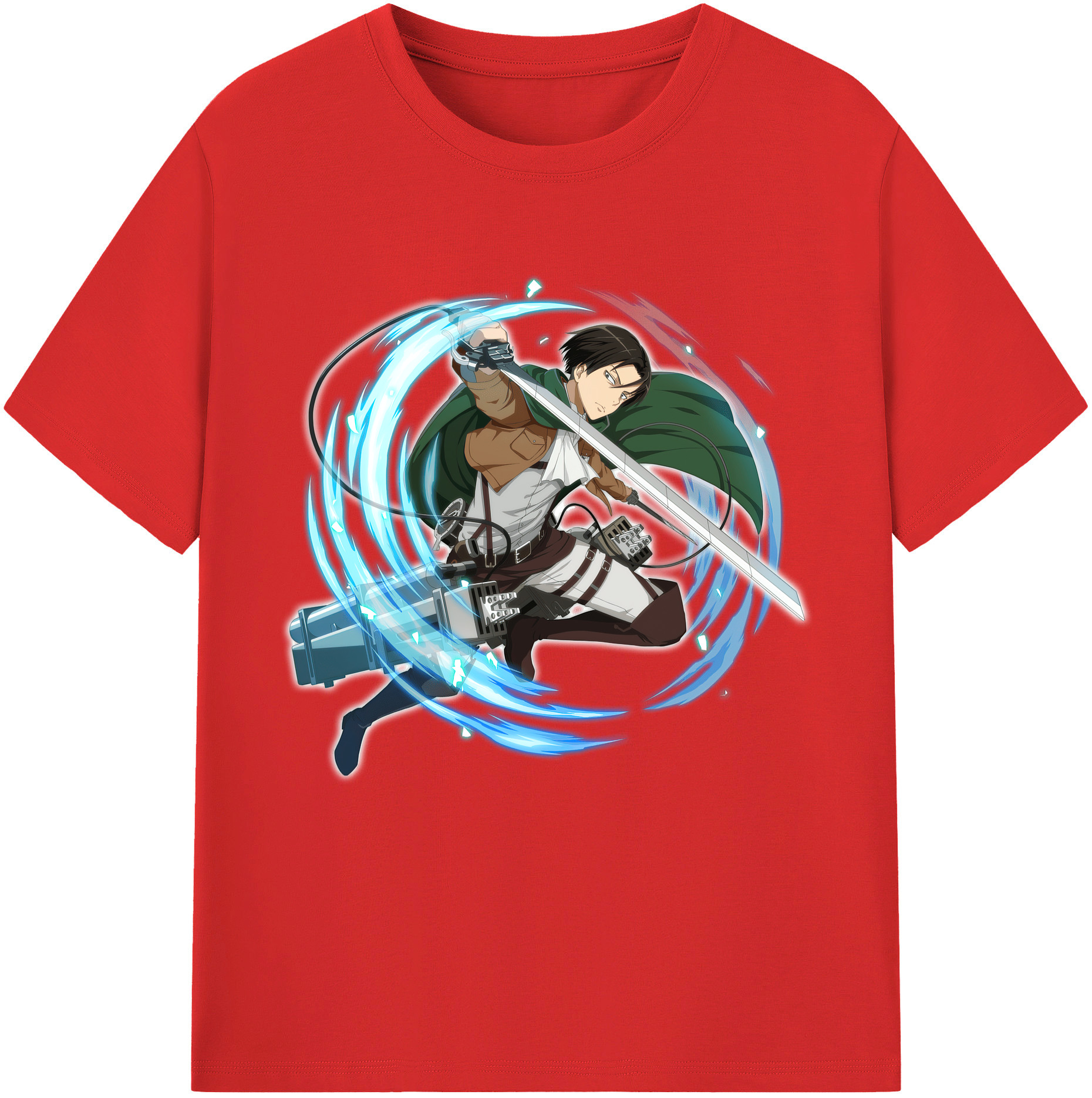 （画像用） 進撃の巨人 リヴァイ·アッカーマン Attack on Titan Levi Ackerman 綿100％半袖Tシャツ（フロントプリント）
