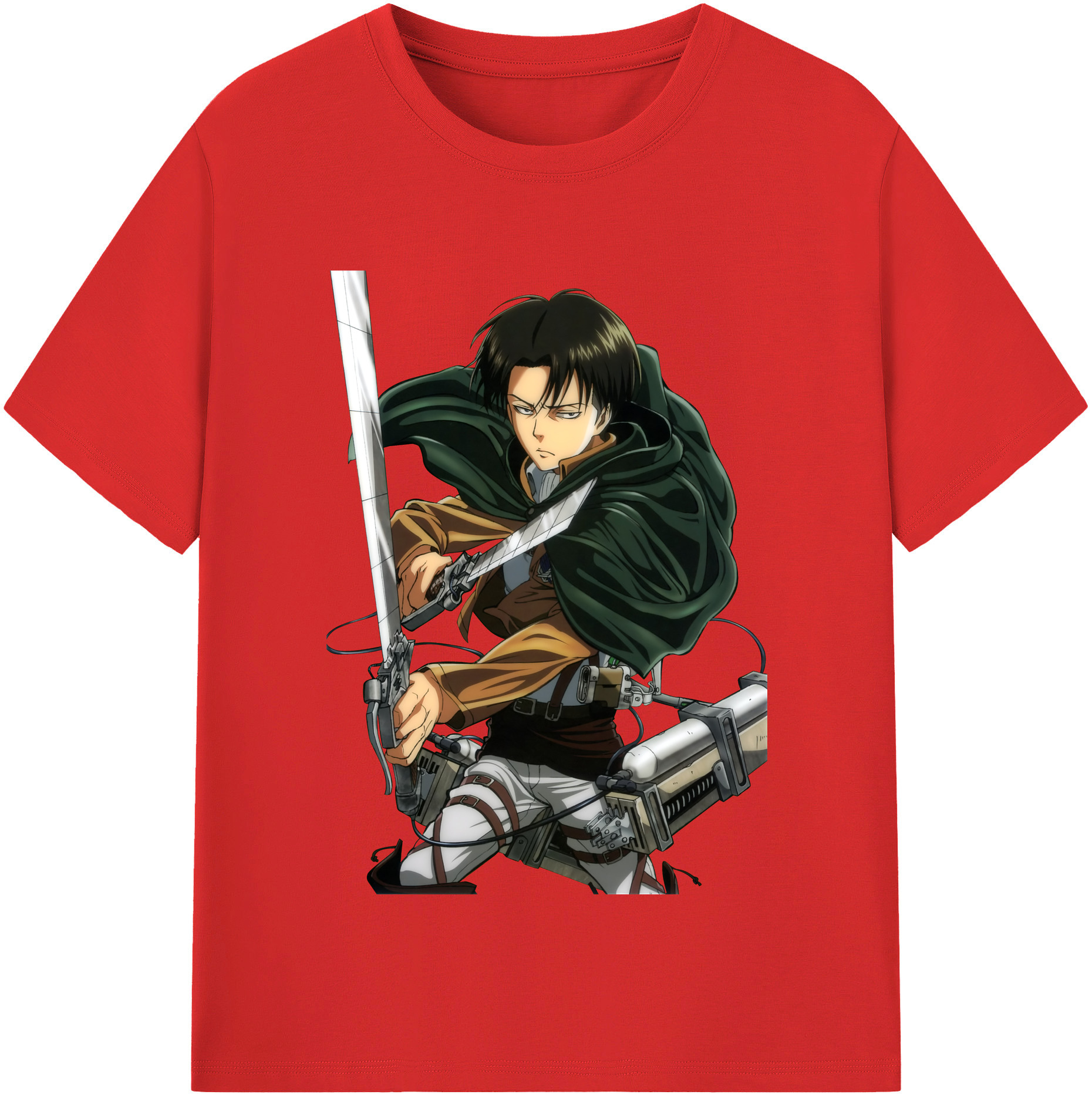 （画像用） 進撃の巨人 リヴァイ·アッカーマン Attack on Titan Levi Ackerman 綿100％半袖Tシャツ（フロントプリント）