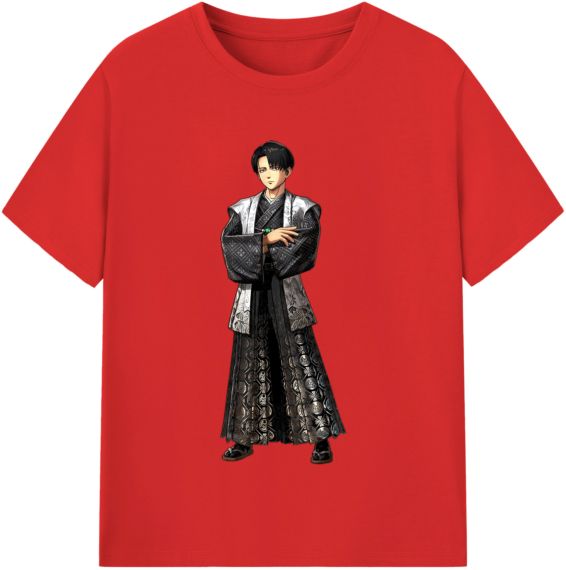 （画像用） 進撃の巨人 リヴァイ·アッカーマン Attack on Titan Levi Ackerman 綿100％半袖Tシャツ（フロントプリント）