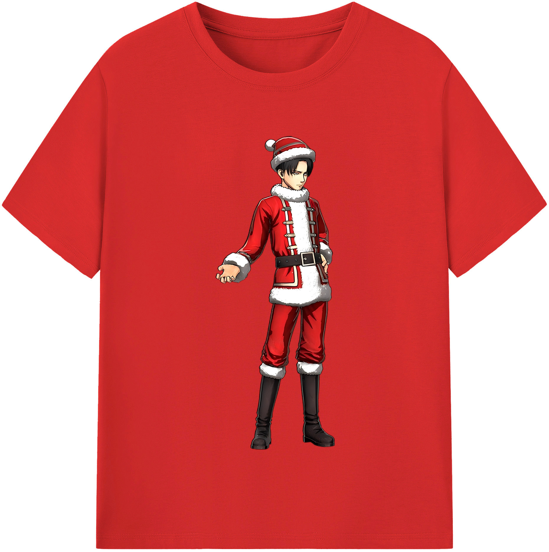 （画像用） 進撃の巨人 リヴァイ·アッカーマン Attack on Titan Levi Ackerman 綿100％半袖Tシャツ（フロントプリント）