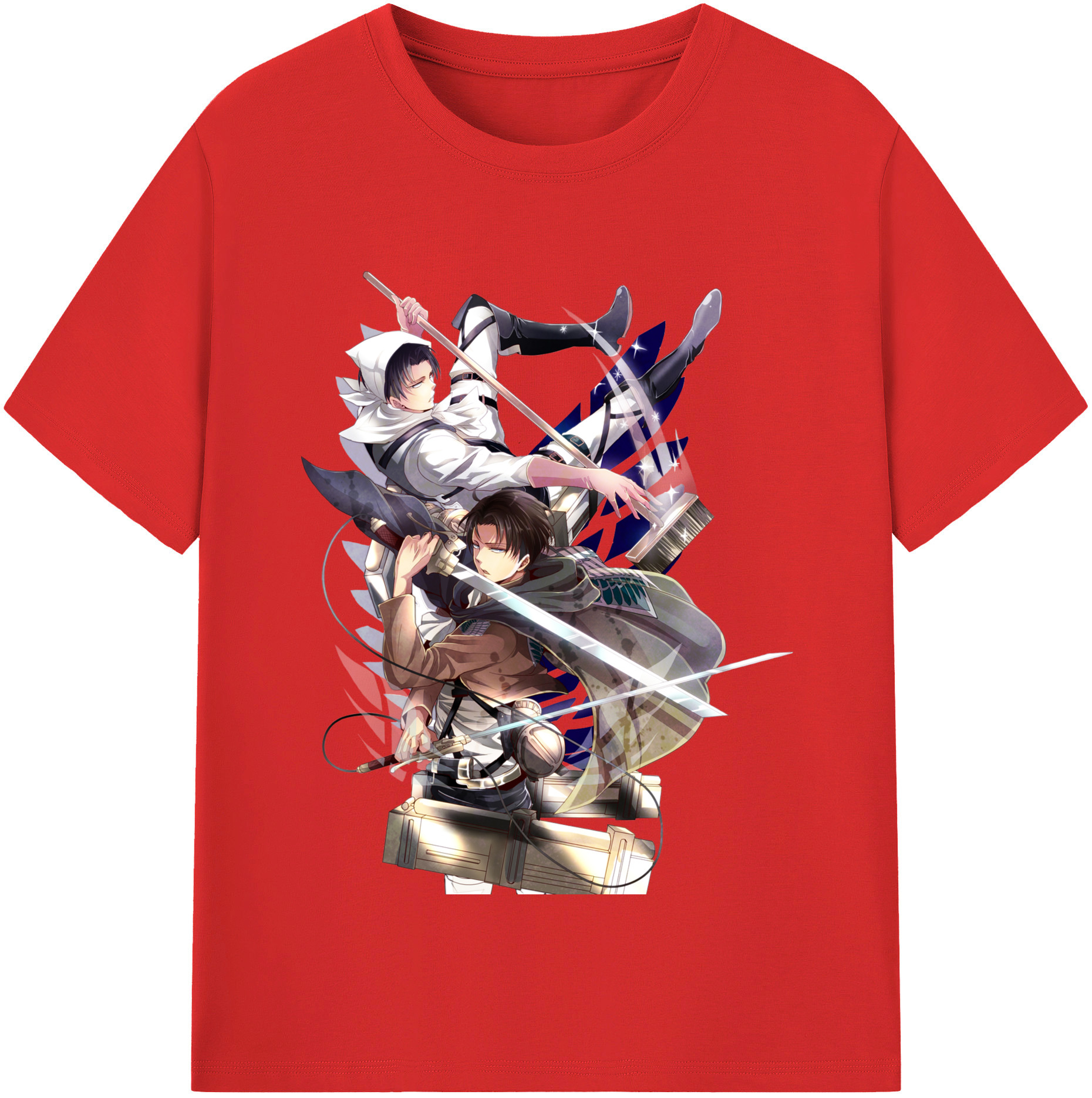 （画像用） 進撃の巨人 リヴァイ·アッカーマン Attack on Titan Levi Ackerman 綿100％半袖Tシャツ（フロントプリント）