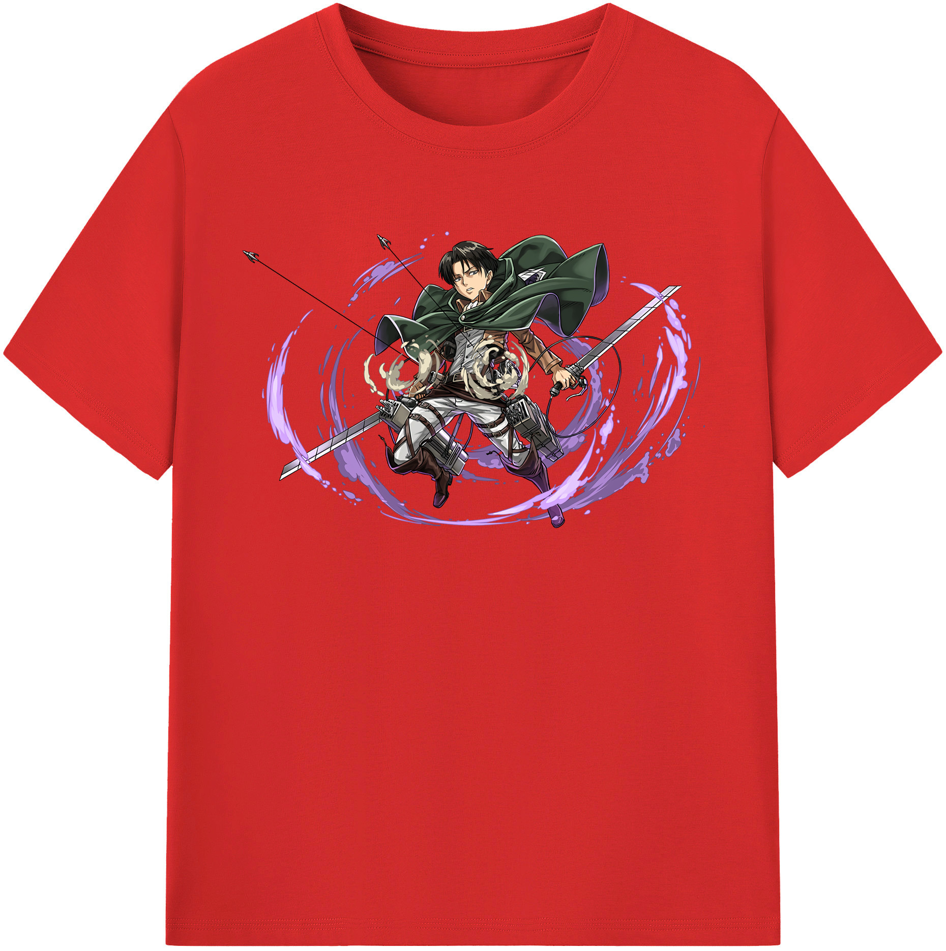 （画像用） 進撃の巨人 リヴァイ·アッカーマン Attack on Titan Levi Ackerman 綿100％半袖Tシャツ（フロントプリント）