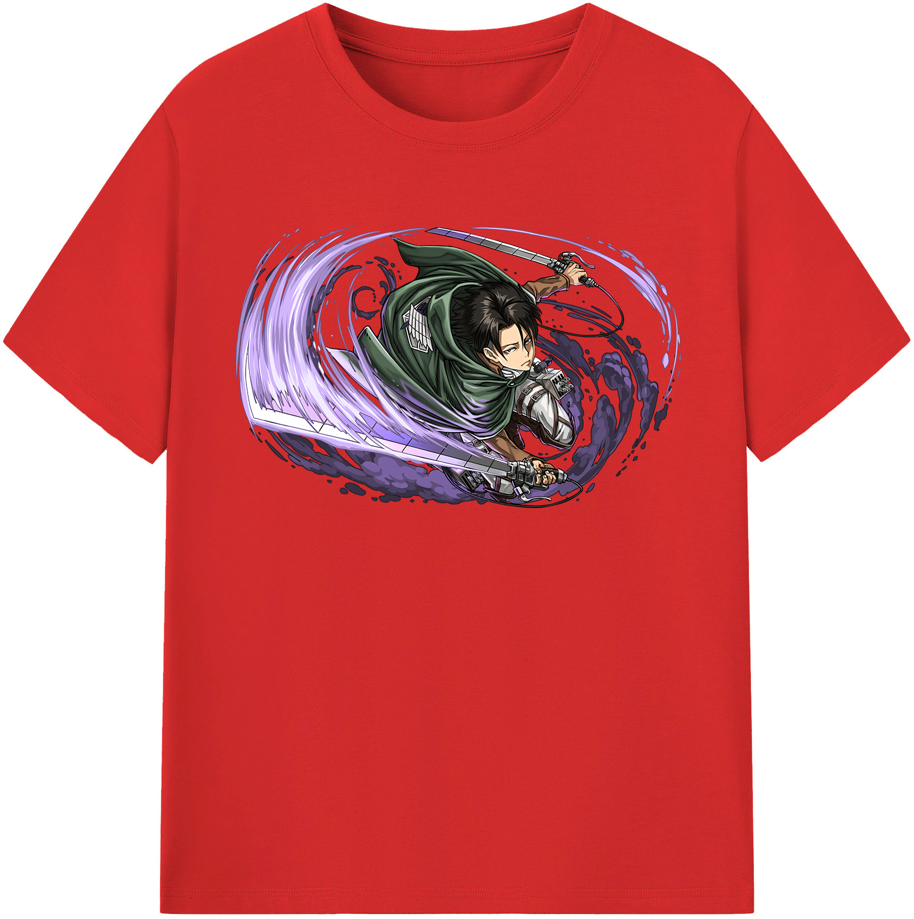 （画像用） 進撃の巨人 リヴァイ·アッカーマン Attack on Titan Levi Ackerman 綿100％半袖Tシャツ（フロントプリント）