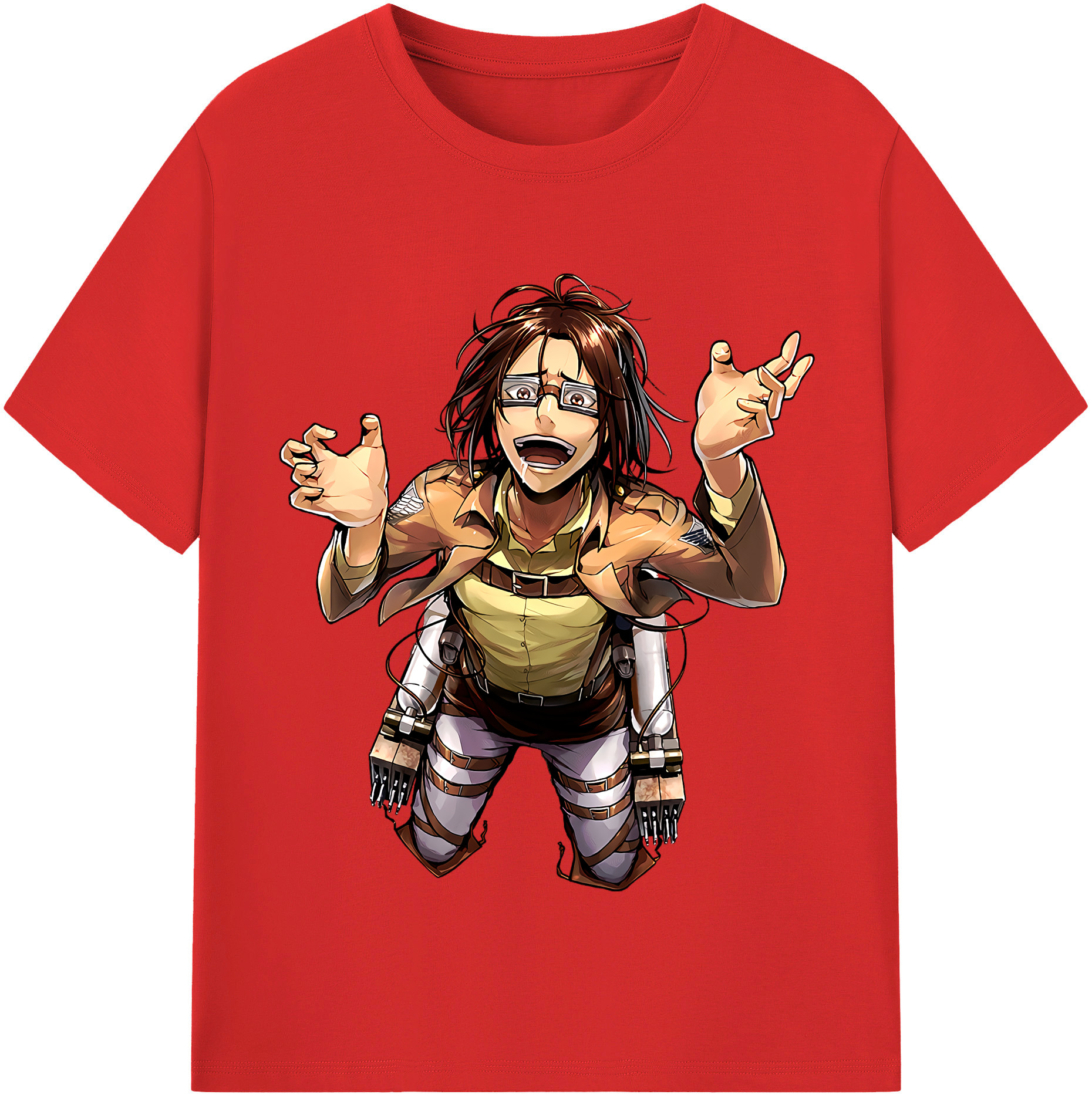 （画像用） 進撃の巨人 ハンジ·ゾエ Attack on Titan Hanji Zoe 綿100％半袖Tシャツ（フロントプリント）