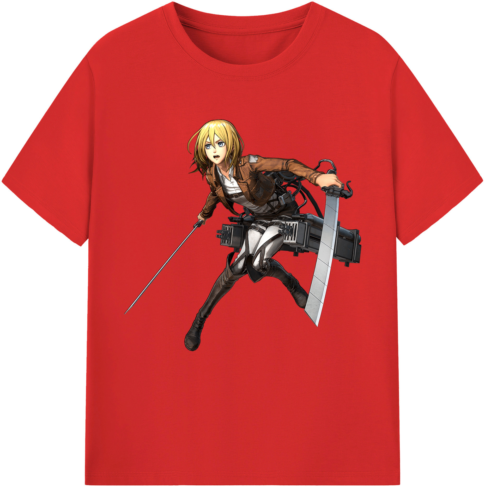 （画像用） 進撃の巨人 クリスタ·レンズ Attack on Titan Christa Lenz 綿100％半袖Tシャツ（フロントプリント）