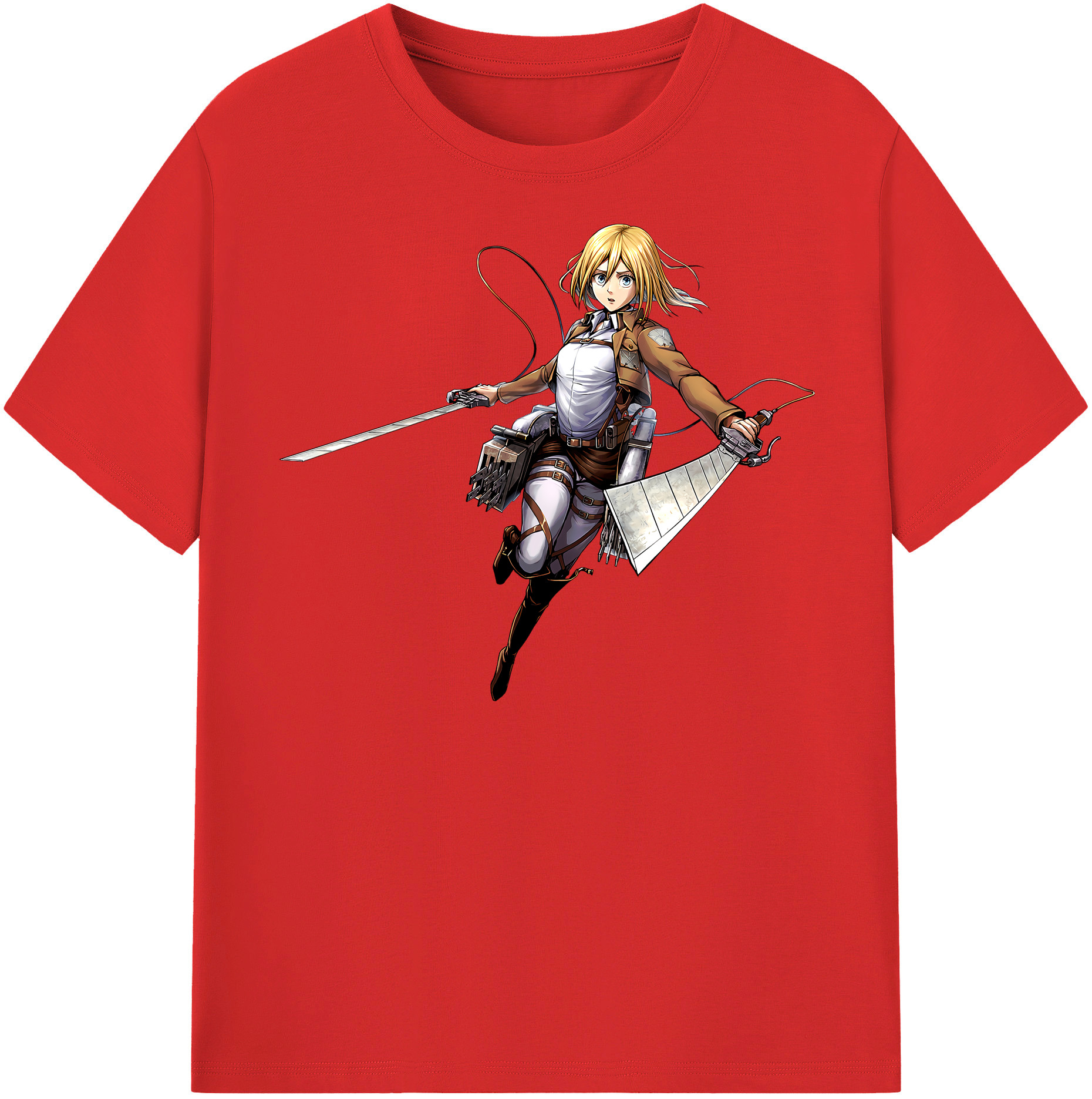 （画像用） 進撃の巨人 クリスタ·レンズ Attack on Titan Christa Lenz 綿100％半袖Tシャツ（フロントプリント）