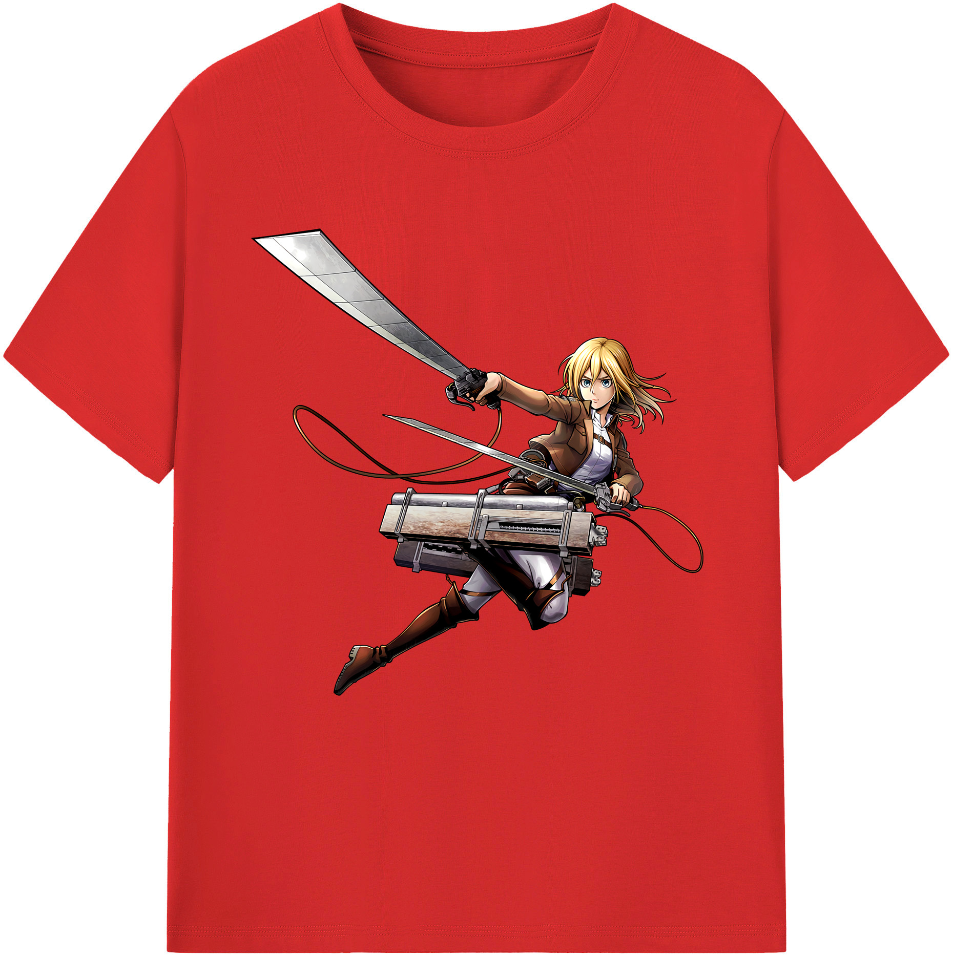 （画像用） 進撃の巨人 クリスタ·レンズ Attack on Titan Christa Lenz 綿100％半袖Tシャツ（フロントプリント）
