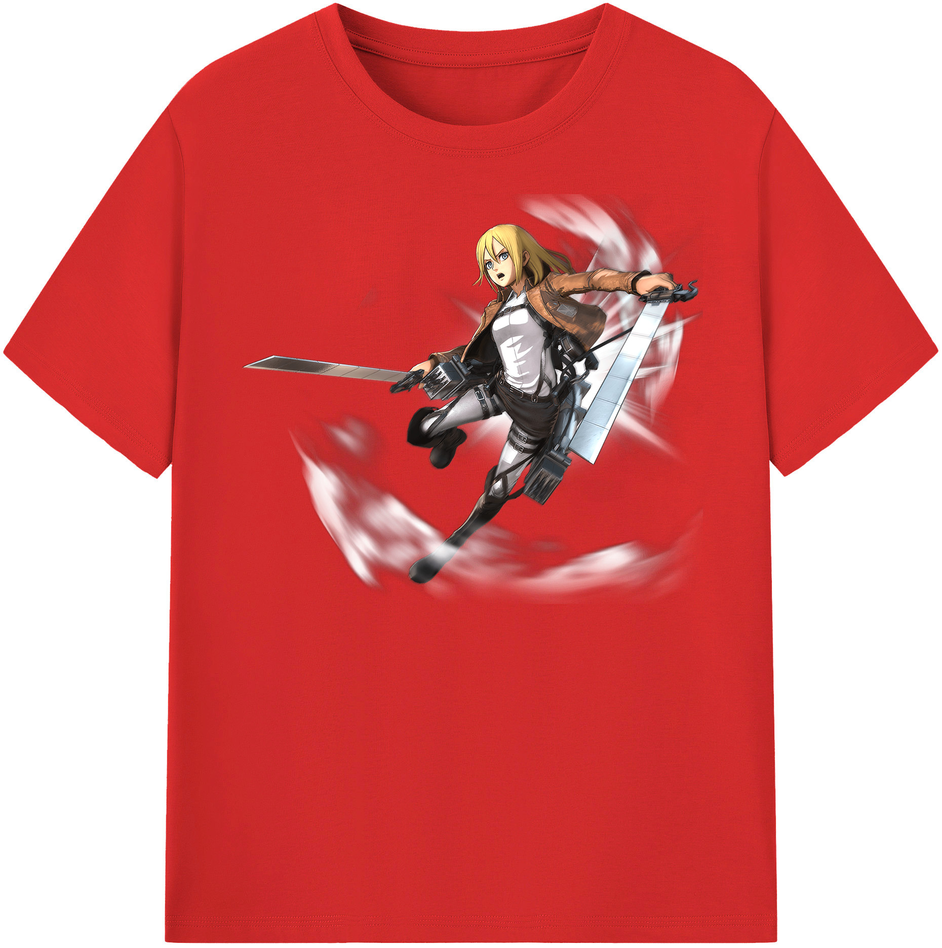 （画像用） 進撃の巨人 クリスタ·レンズ Attack on Titan Christa Lenz 綿100％半袖Tシャツ（フロントプリント）
